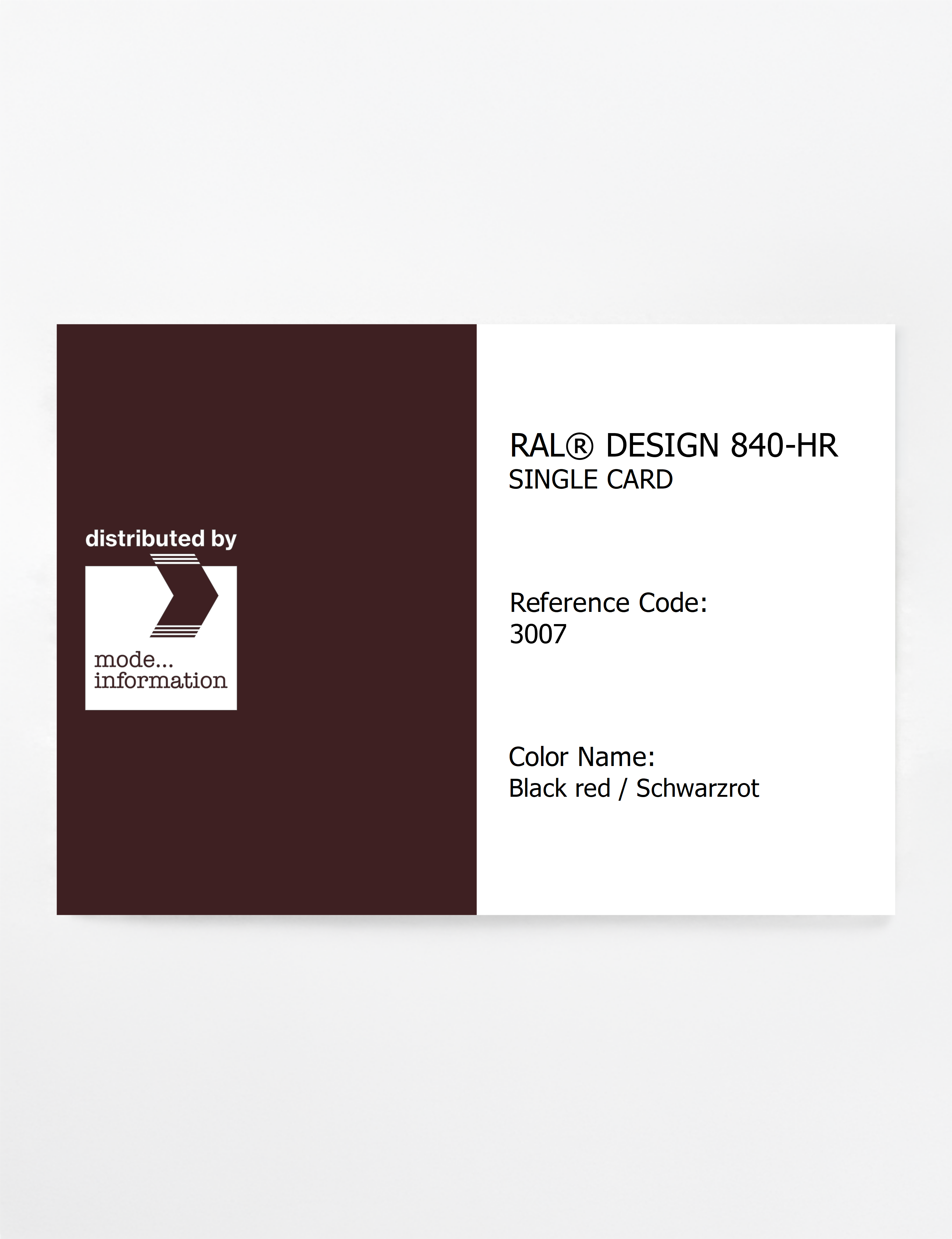 Product image 1 of the product “RAL® CLASSIC 840-HR SINGLE CARD 3007 Black red / Schwarzrot ”