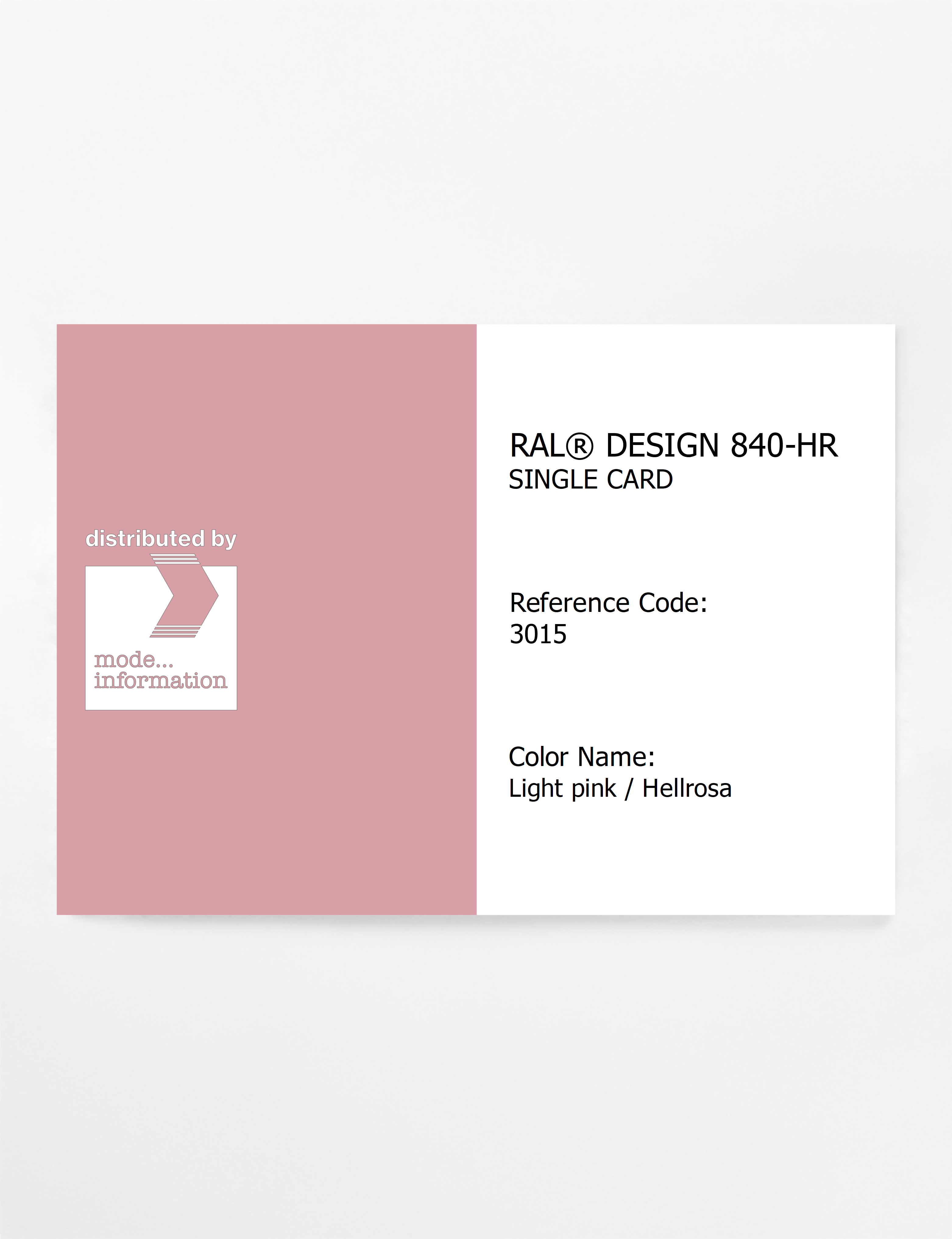Product image 1 of the product “RAL® CLASSIC 840-HR SINGLE CARD 3015 Light pink / Hellrosa ”