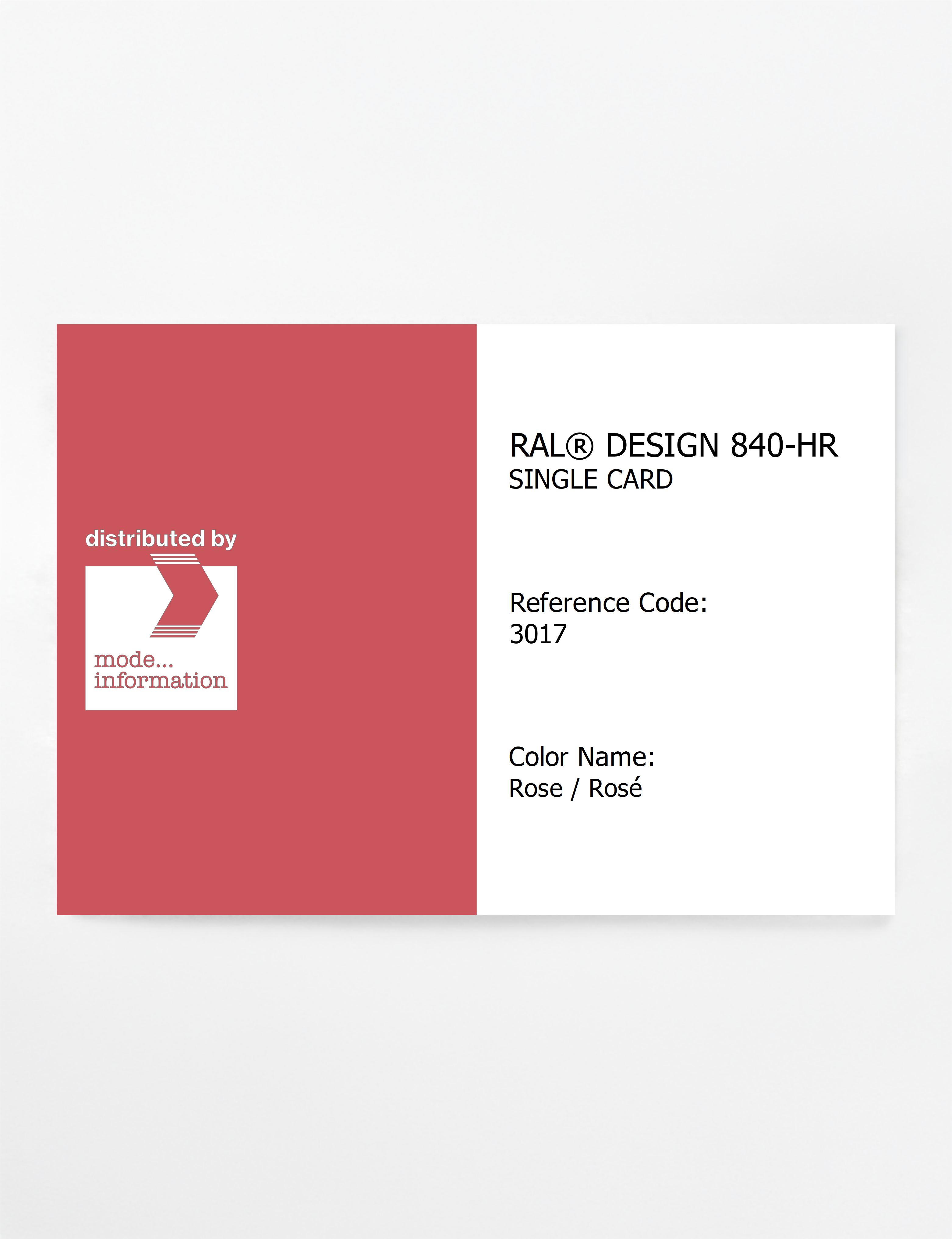 Product image 1 of the product “RAL® CLASSIC 840-HR SINGLE CARD 3017 Rose / Rosé ”