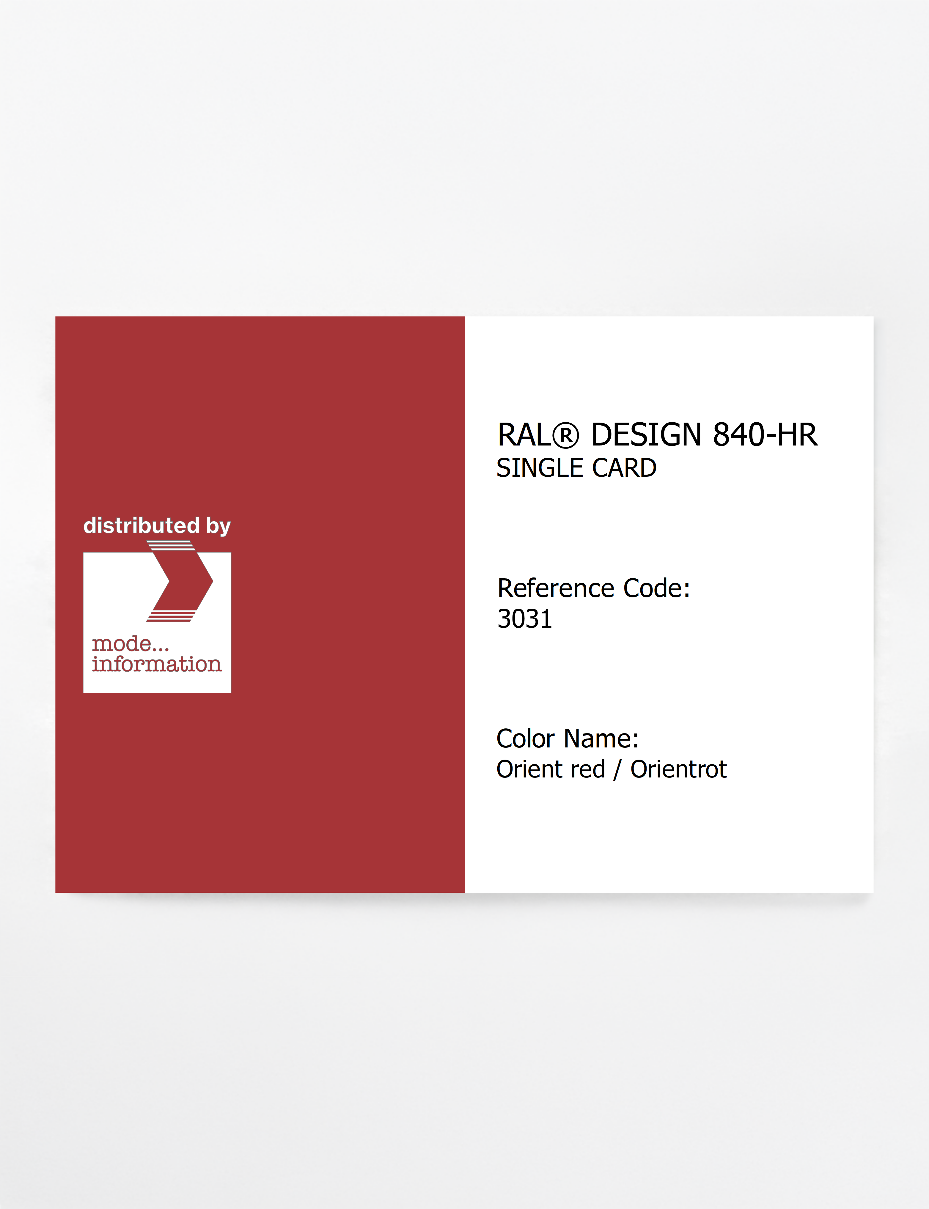 Artikelbild 1 des Artikels “RAL® CLASSIC 840-HR SINGLE CARD 3031 Orient red / Orientrot “