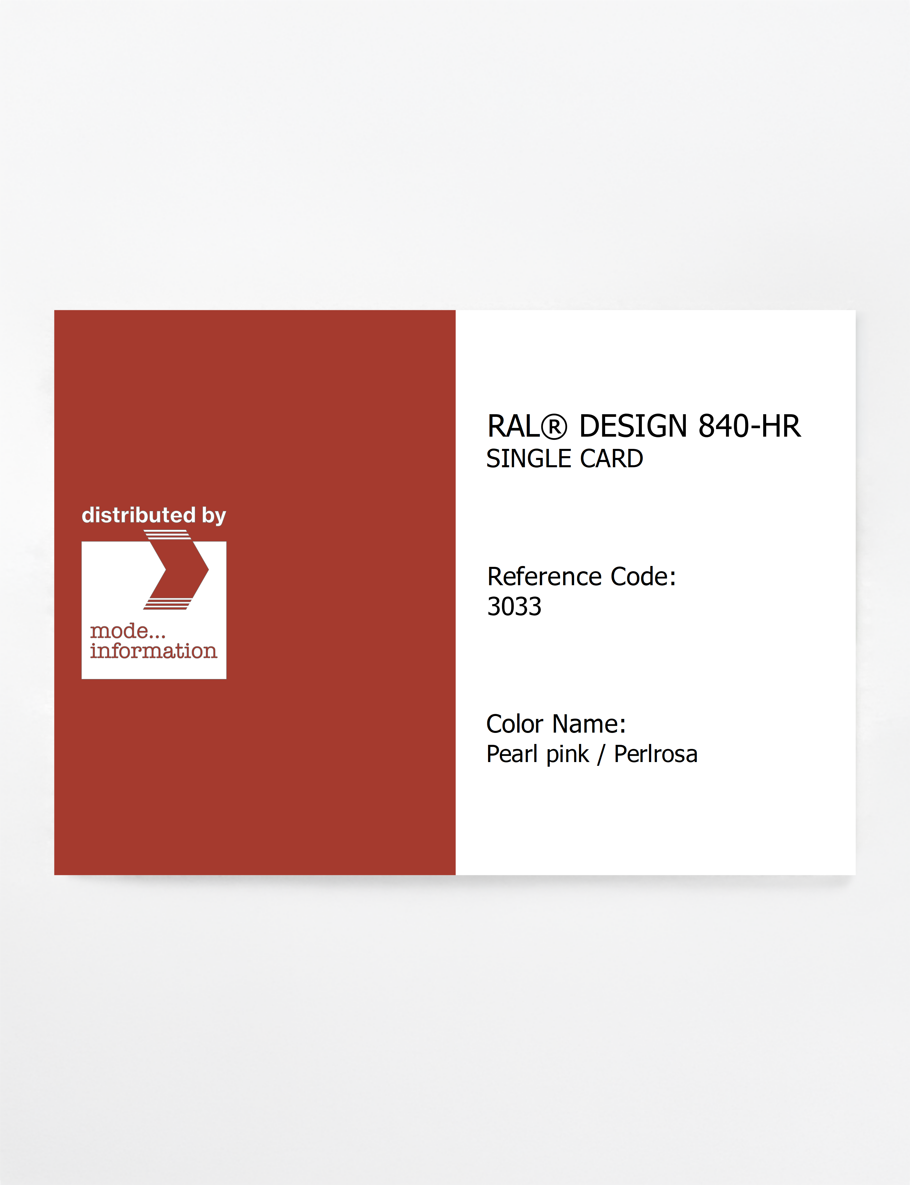 Product image 1 of the product “RAL® CLASSIC 840-HR SINGLE CARD 3033 Pearl pink / Perlrosa ”