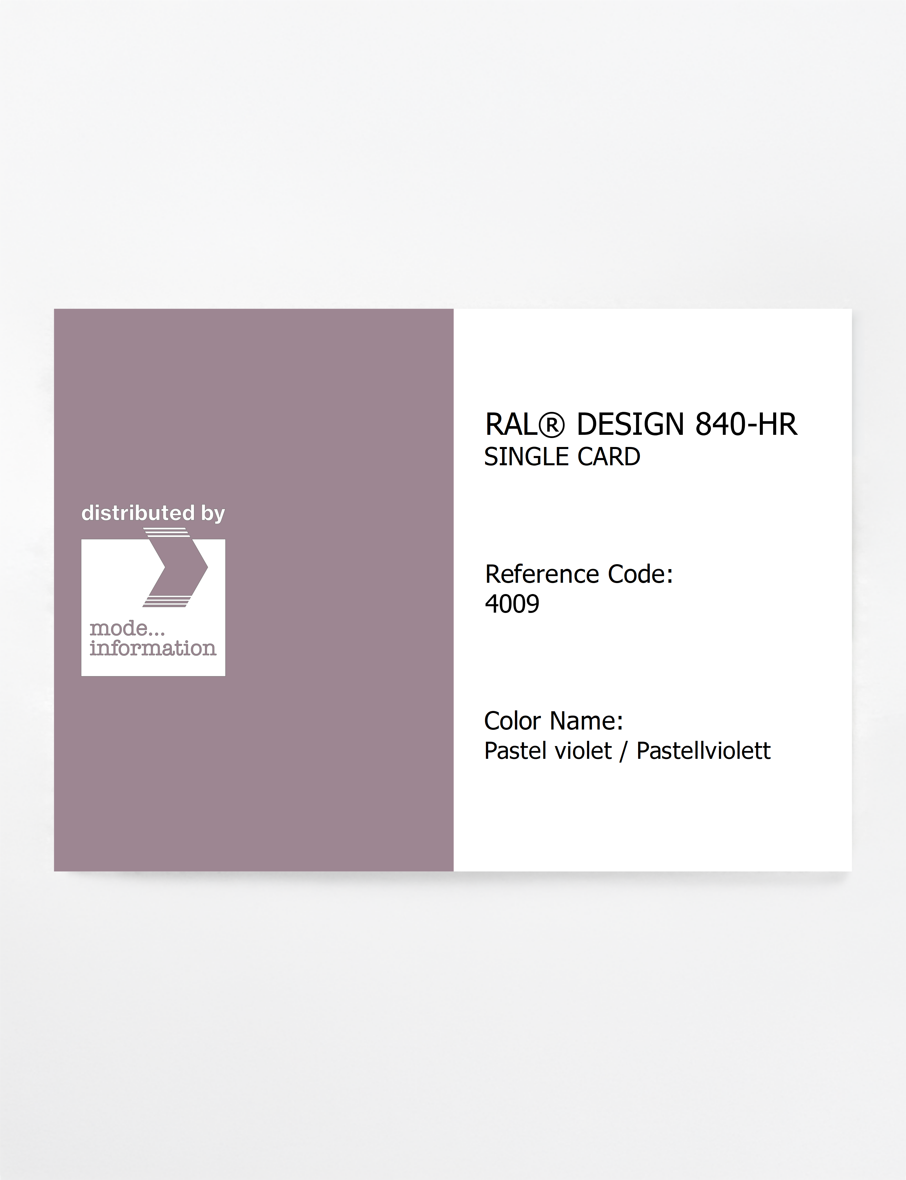 Product image 1 of the product “RAL® CLASSIC 840-HR SINGLE CARD 4009 Pastel violet / Pastellviolett ”