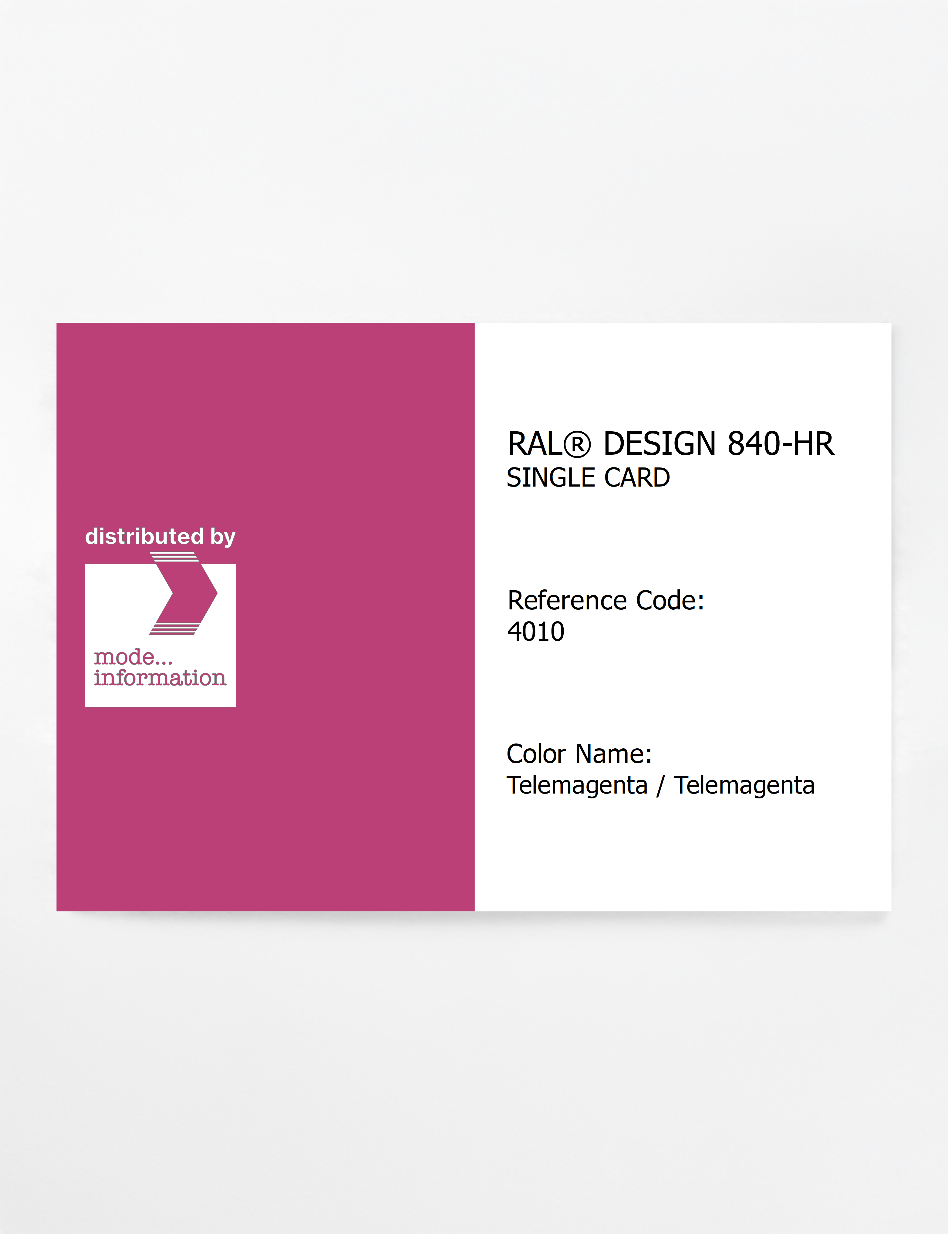 Product image 1 of the product “RAL® CLASSIC 840-HR SINGLE CARD 4010 Telemagenta / Telemagenta ”