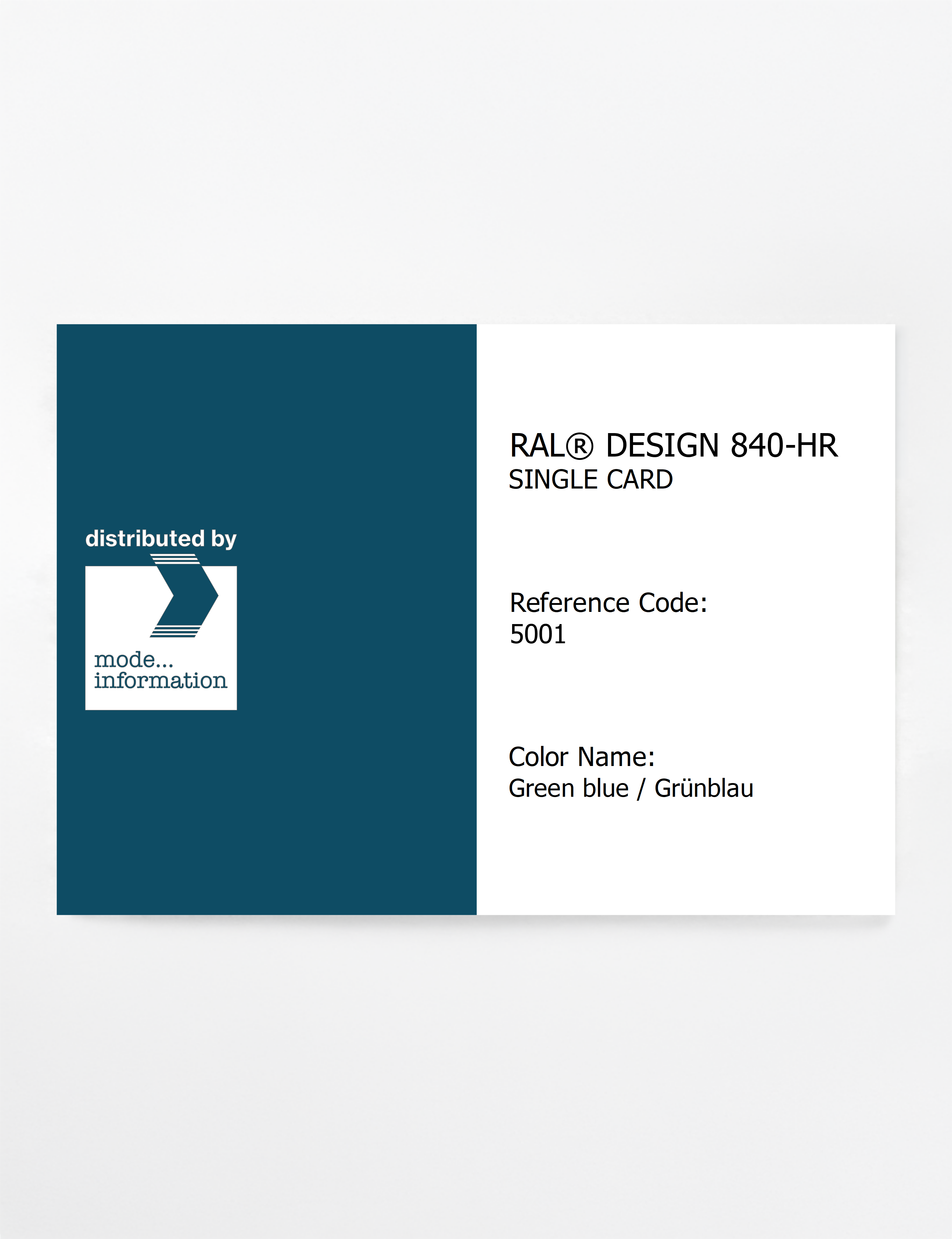 Artikelbild 1 des Artikels “RAL® CLASSIC 840-HR SINGLE CARD 5001 Green blue / Grünblau “
