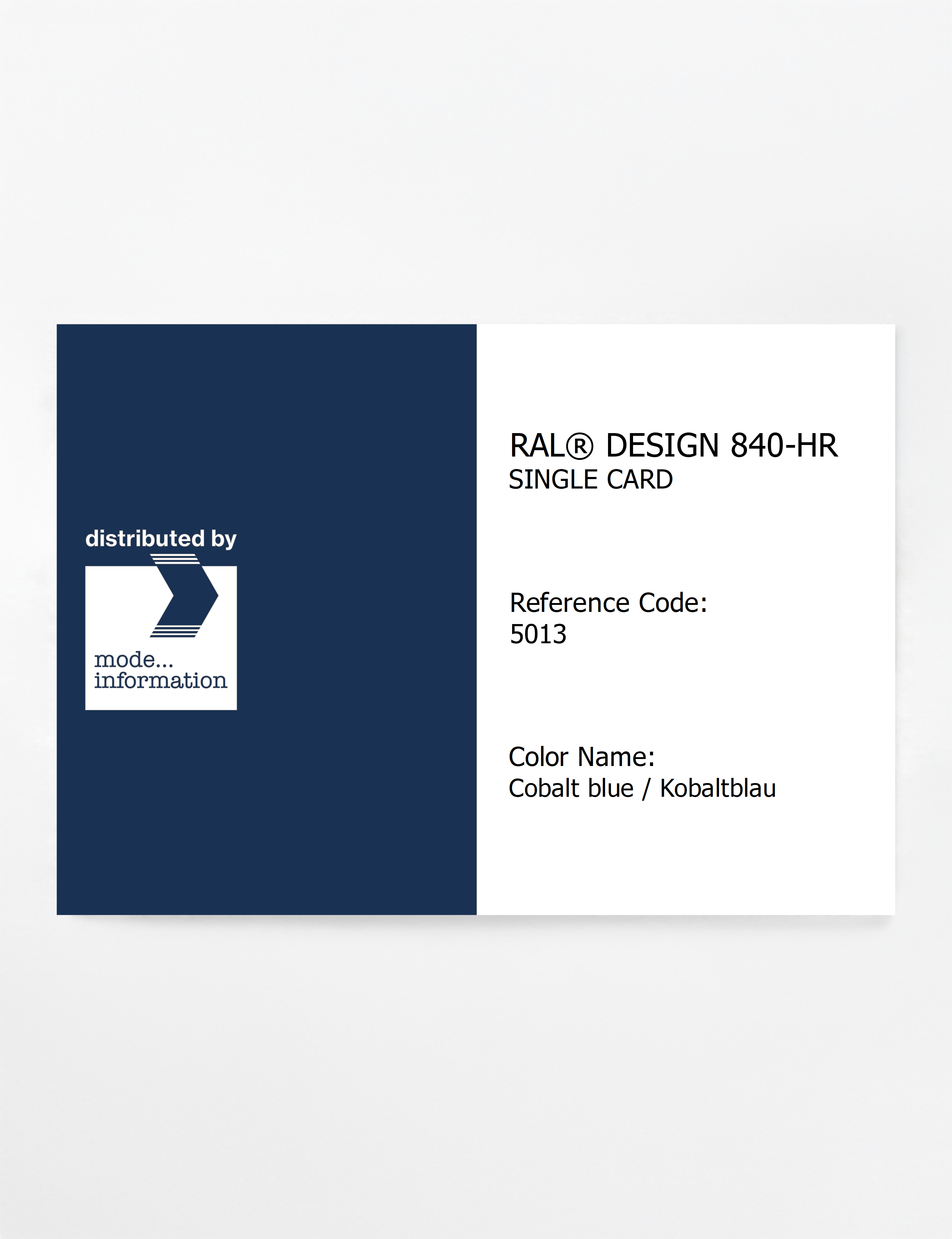 Product image 1 of the product “RAL® CLASSIC 840-HR SINGLE CARD 5013 Cobalt blue / Kobaltblau ”