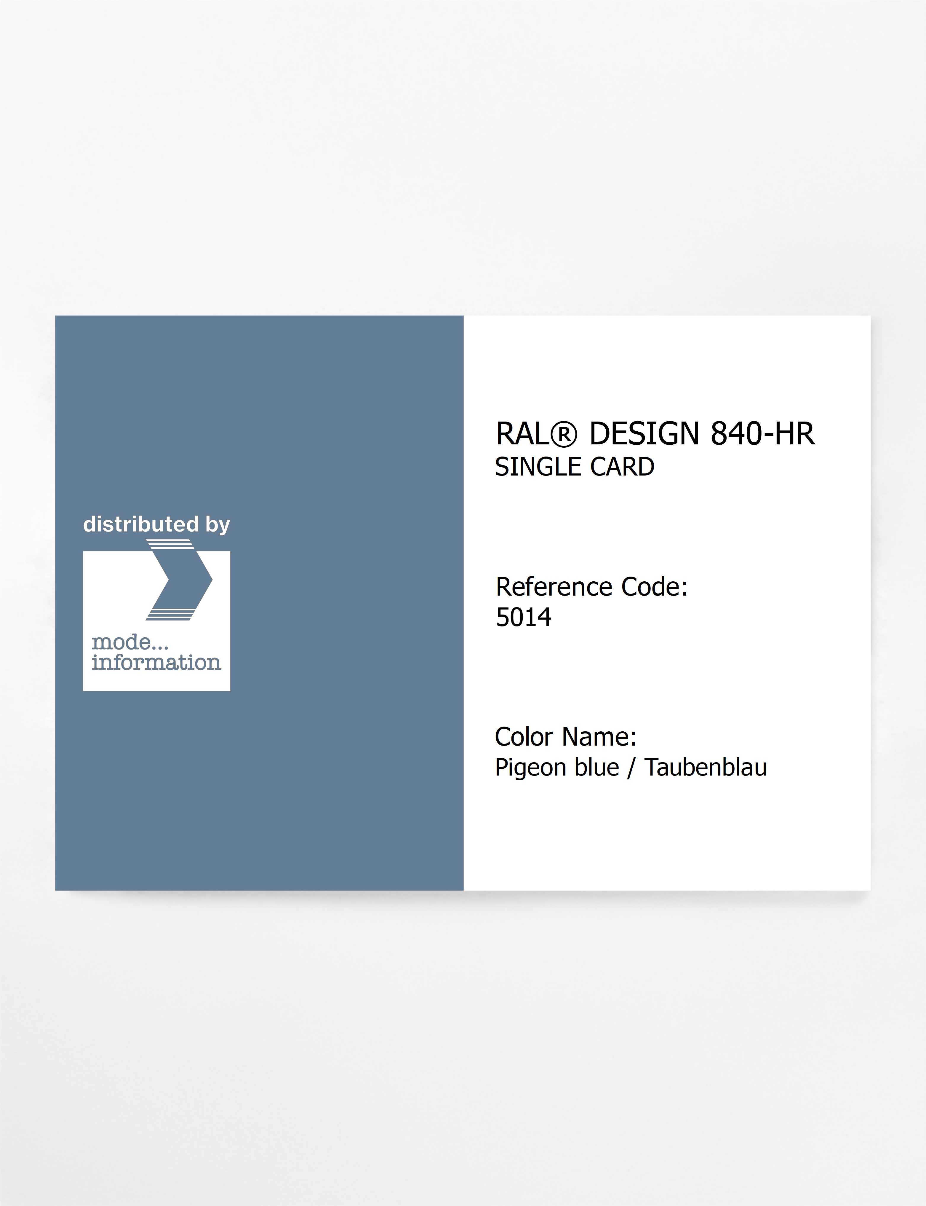 Product image 1 of the product “RAL® CLASSIC 840-HR SINGLE CARD 5014 Pigeon blue / Taubenblau ”