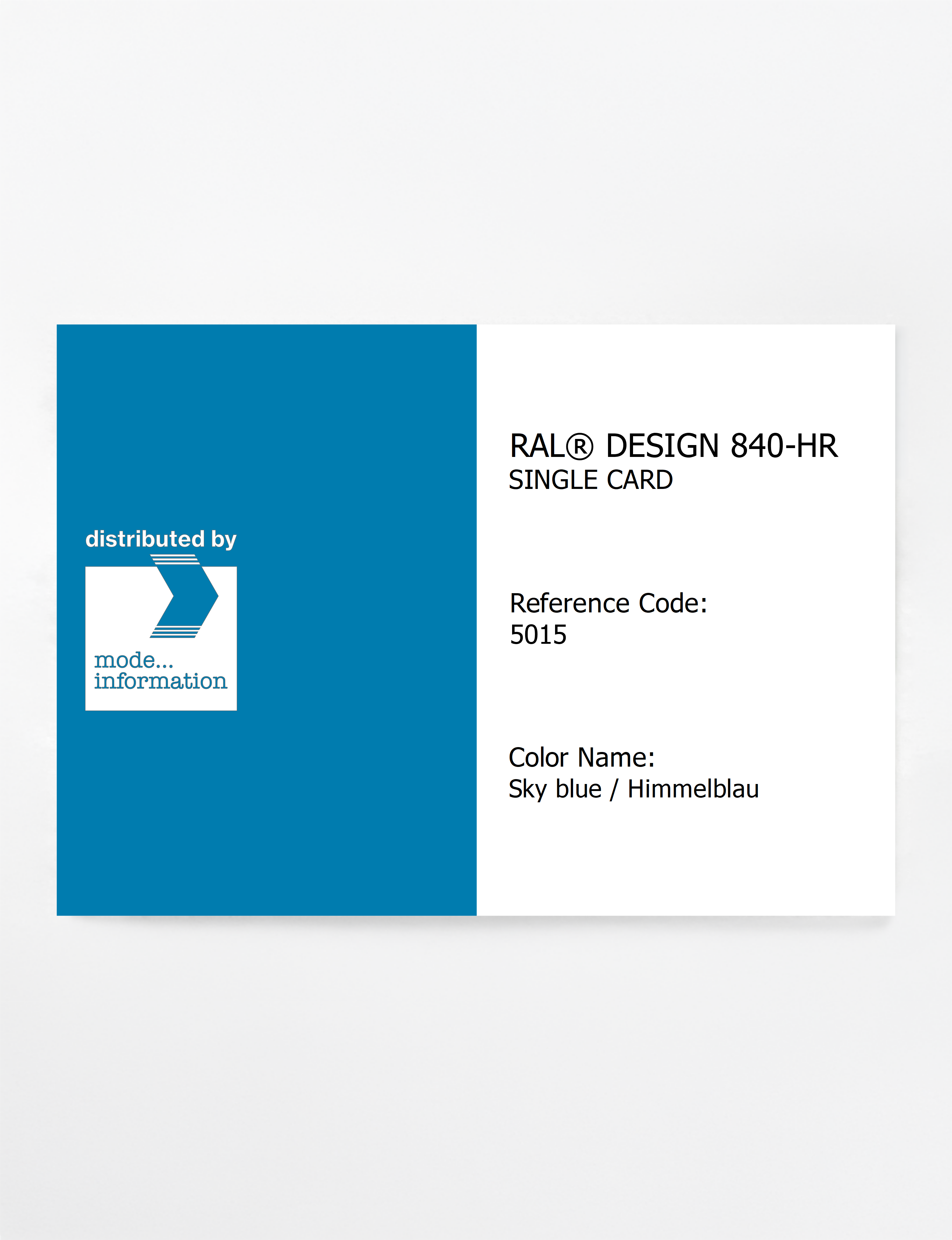 Product image 1 of the product “RAL® CLASSIC 840-HR SINGLE CARD 5015 Sky blue / Himmelblau ”