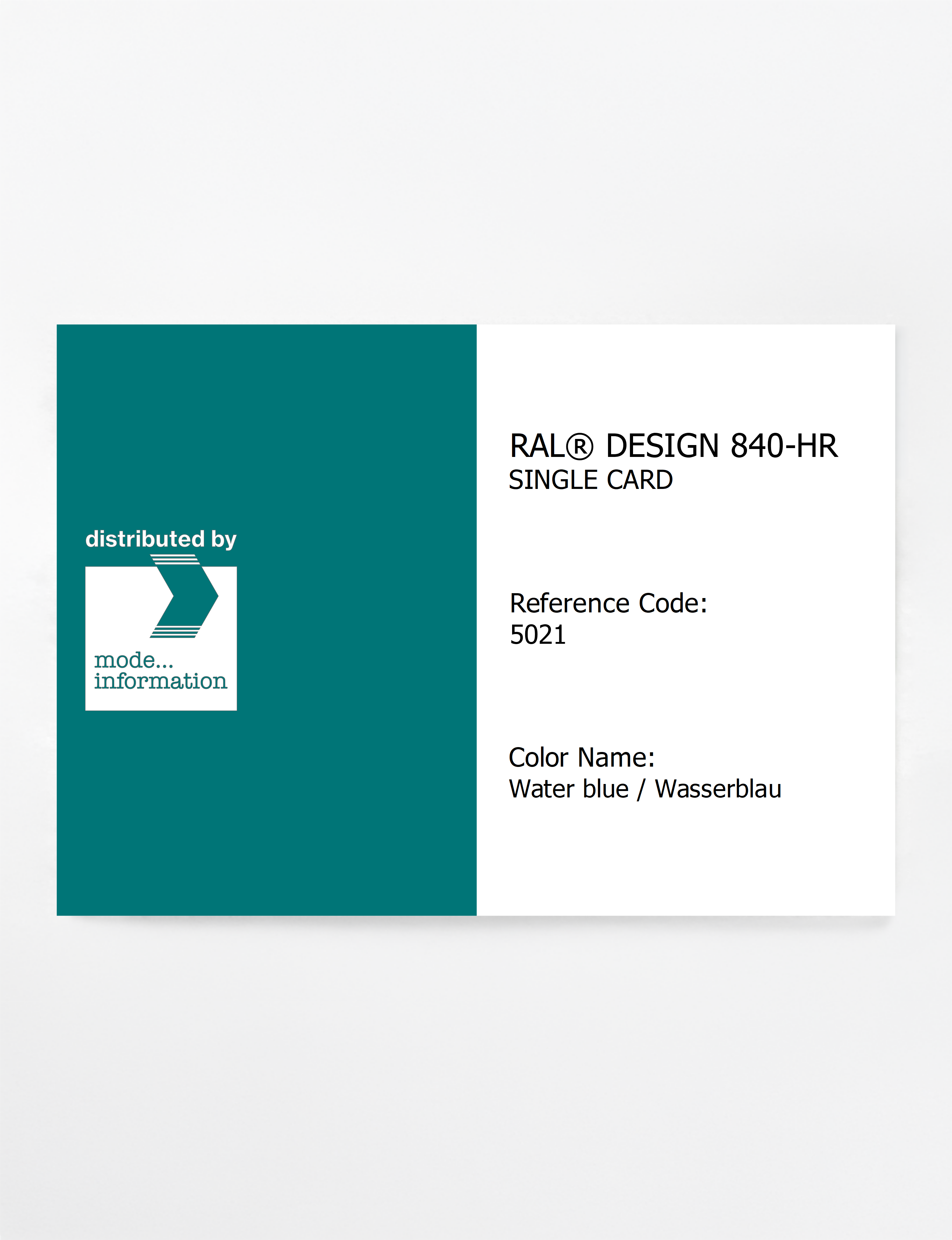 Product image 1 of the product “RAL® CLASSIC 840-HR SINGLE CARD 5021 Water blue / Wasserblau ”