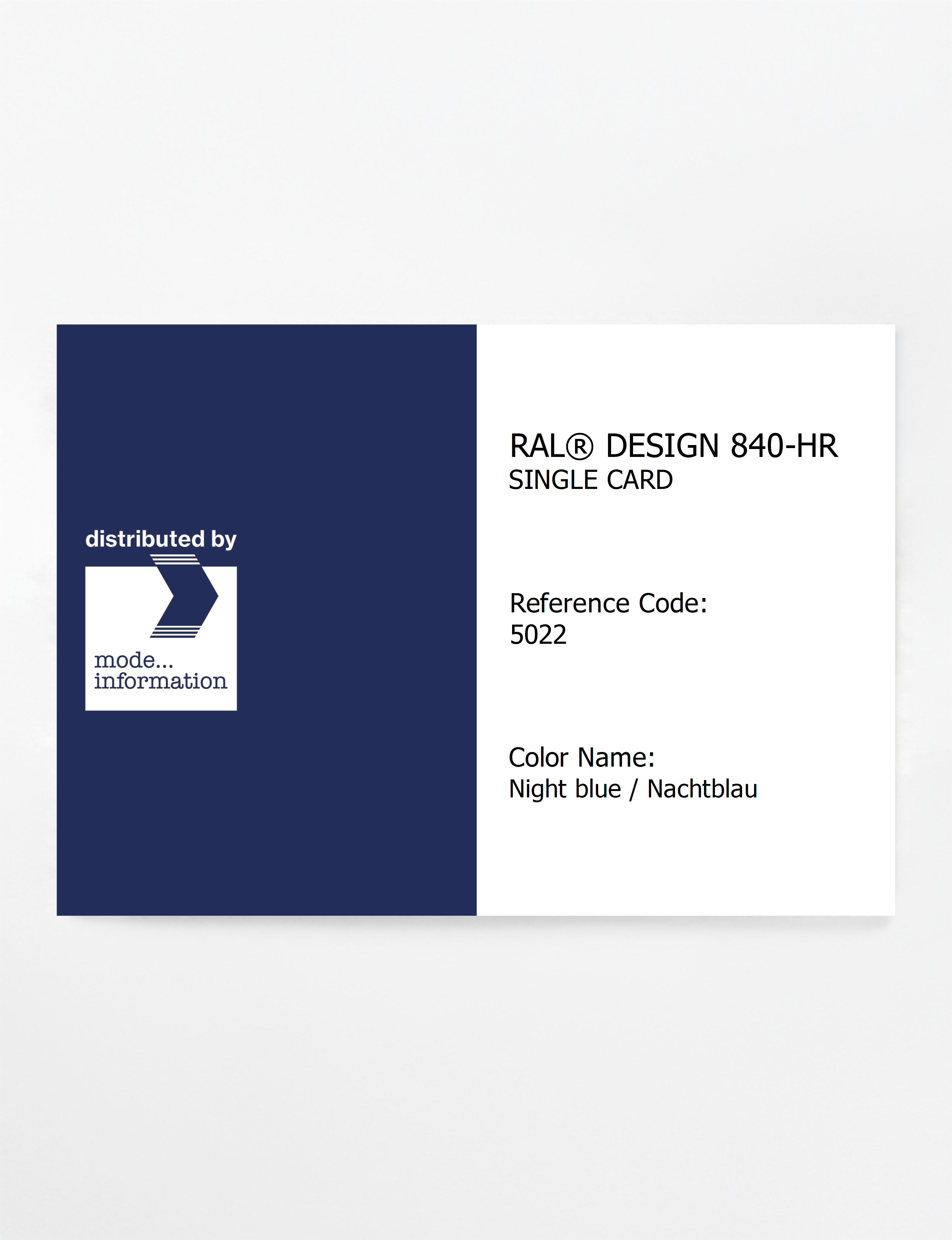Product image 1 of the product “RAL® CLASSIC 840-HR SINGLE CARD 5022 Night blue / Nachtblau ”