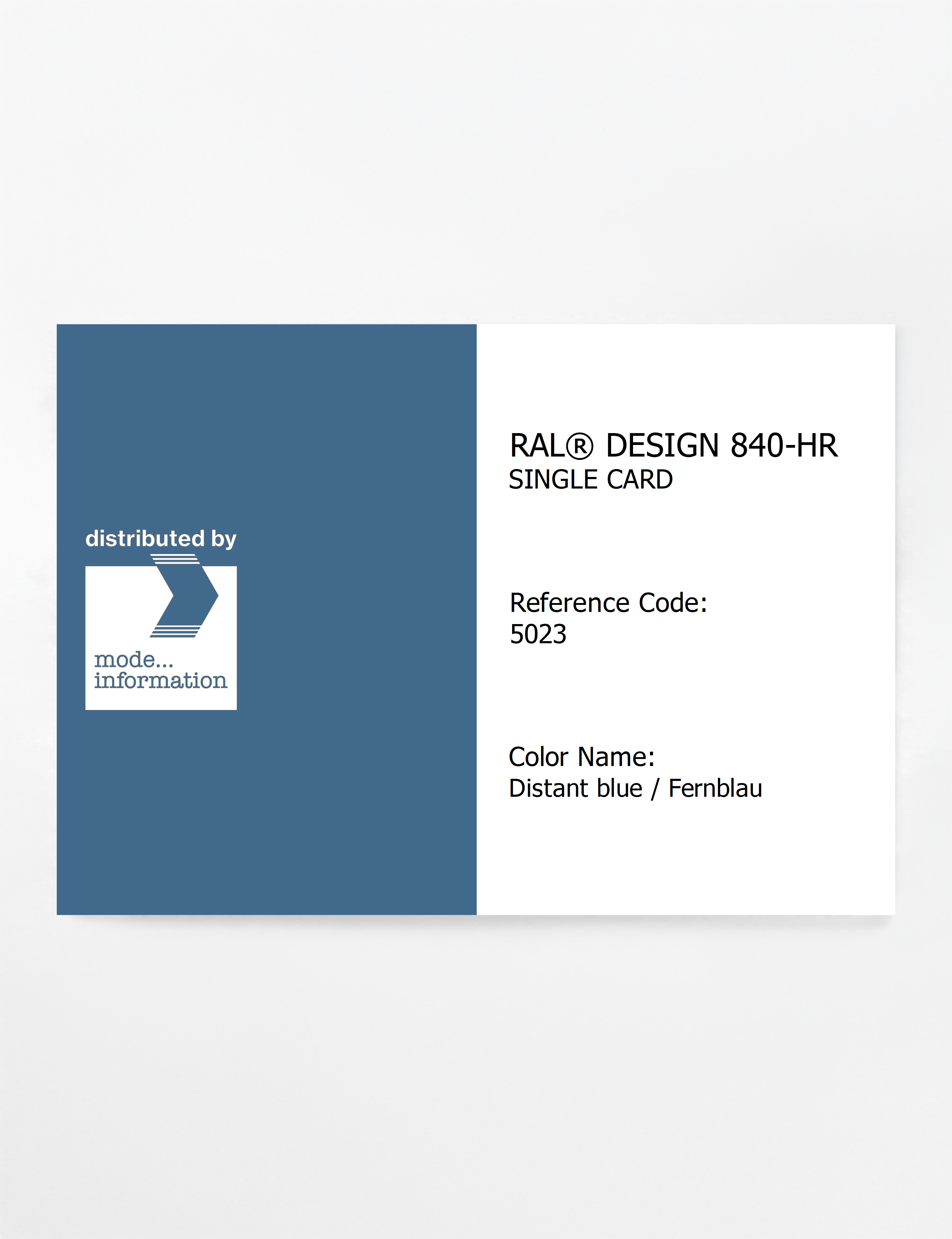 Product image 1 of the product “RAL® CLASSIC 840-HR SINGLE CARD 5023 Distant blue / Fernblau ”