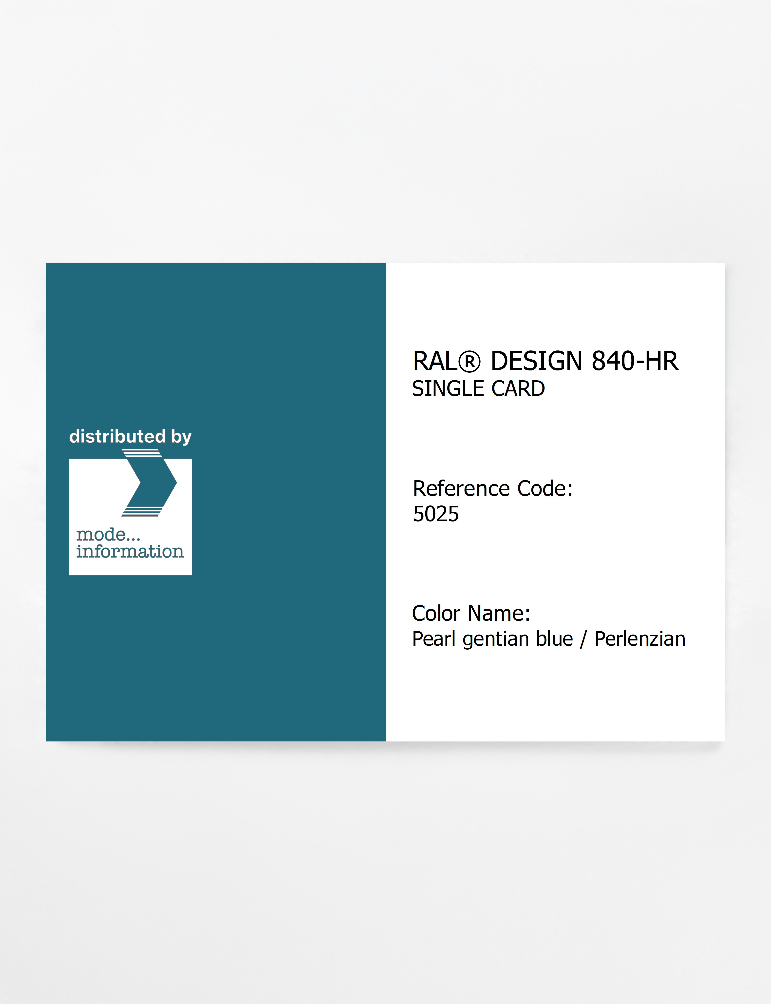 Product image 1 of the product “RAL® CLASSIC 840-HR SINGLE CARD 5025 Pearl gentian blue / Perlenzian ”