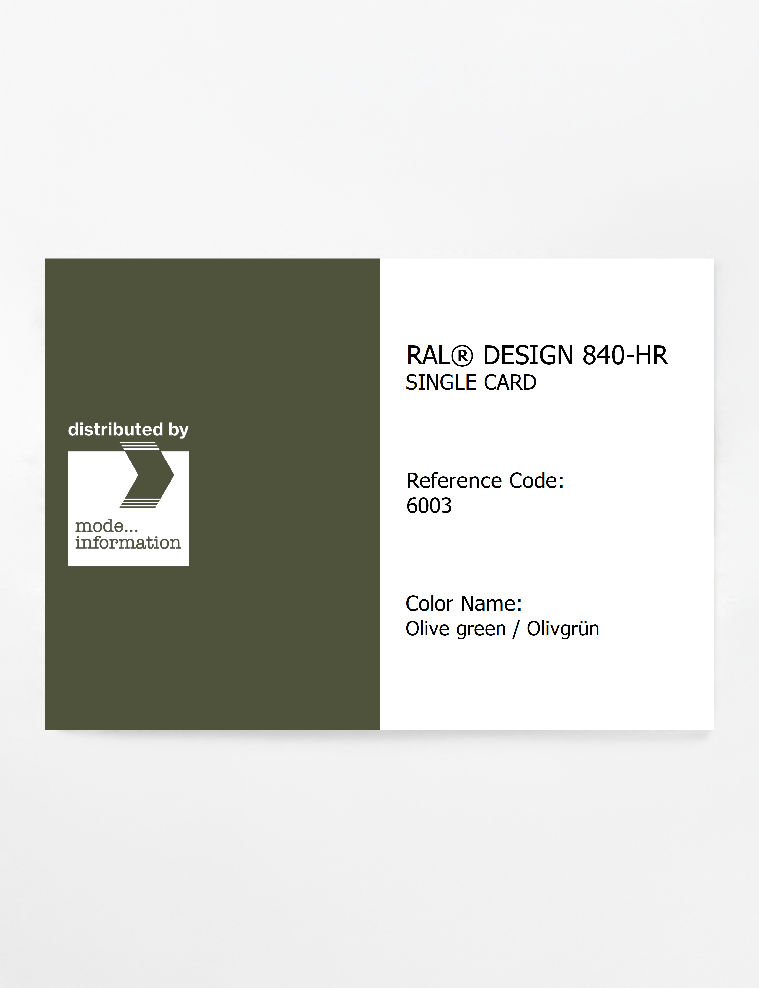 Product image 1 of the product “RAL® CLASSIC 840-HR SINGLE CARD 6003 Olive green / Olivgrün ”