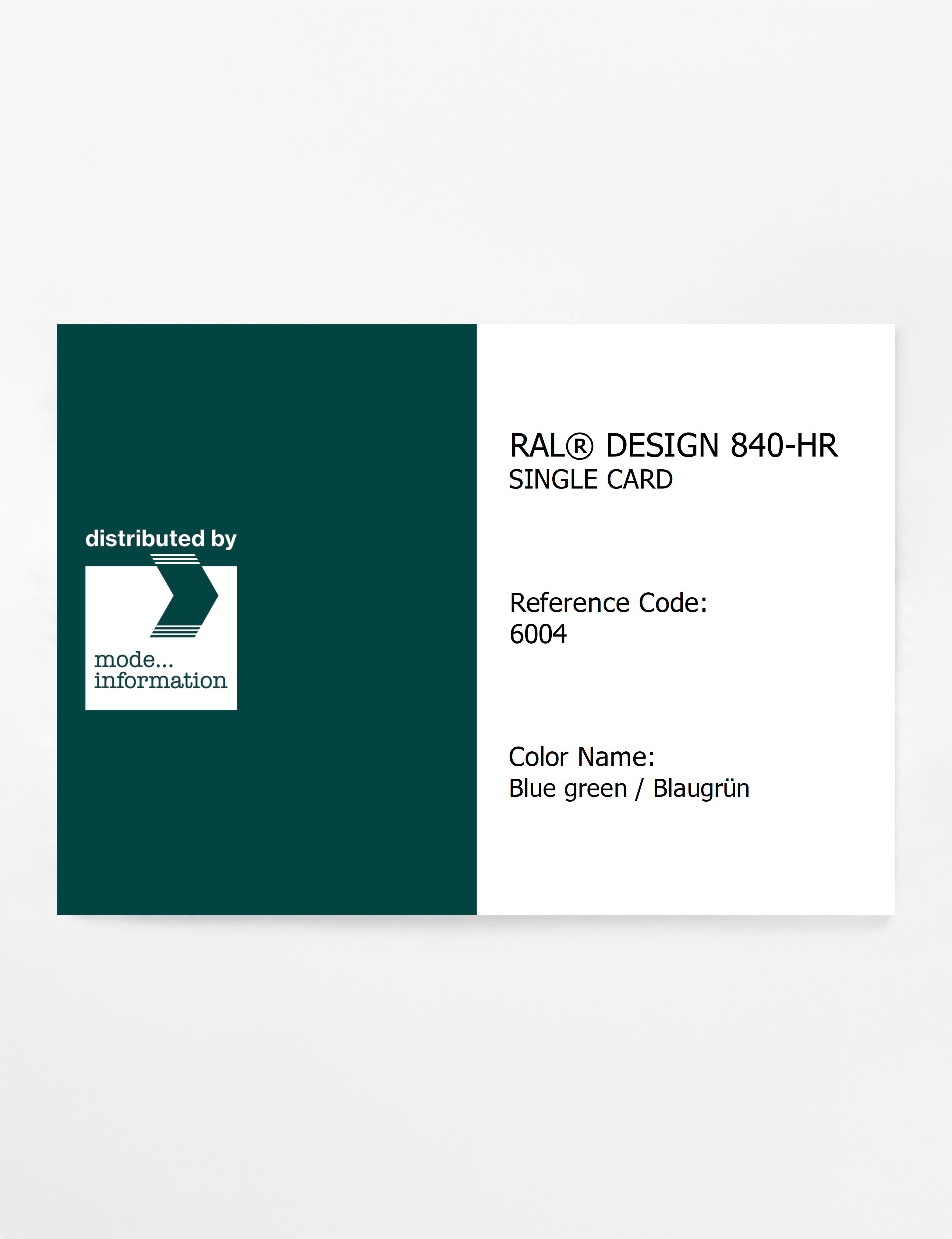 Product image 1 of the product “RAL® CLASSIC 840-HR SINGLE CARD 6004 Blue green / Blaugrün ”
