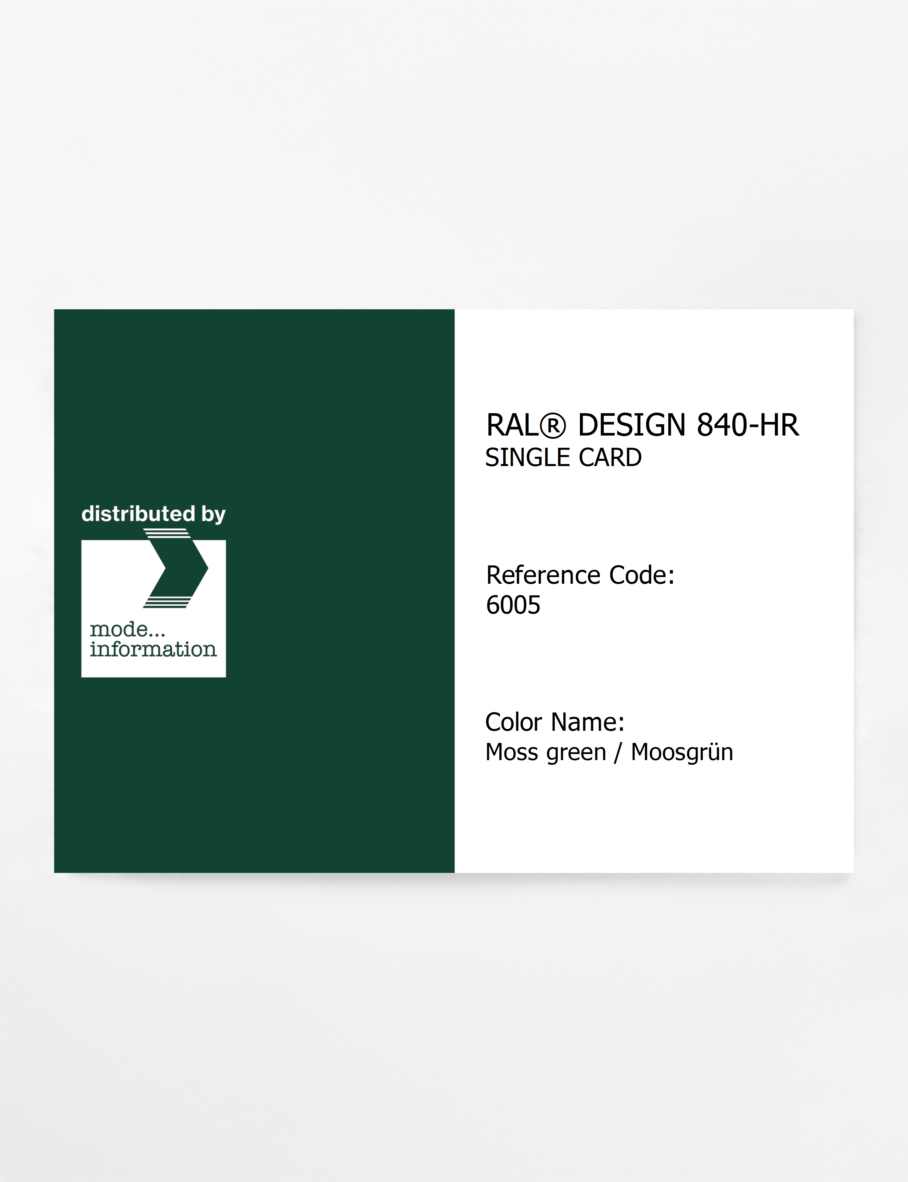 Product image 1 of the product “RAL® CLASSIC 840-HR SINGLE CARD 6005 Moss green / Moosgrün ”