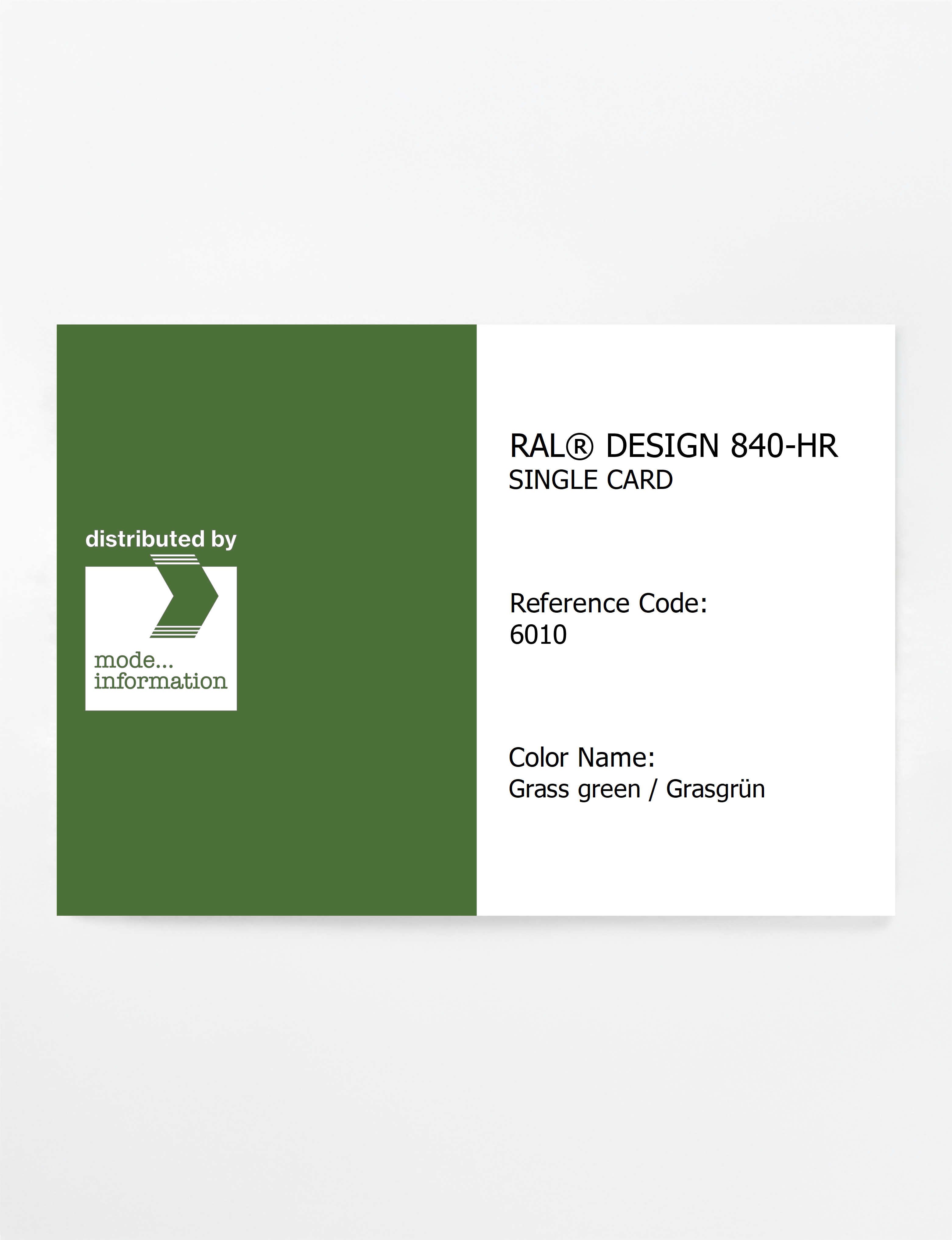 Product image 1 of the product “RAL® CLASSIC 840-HR SINGLE CARD 6010 Grass green / Grasgrün ”