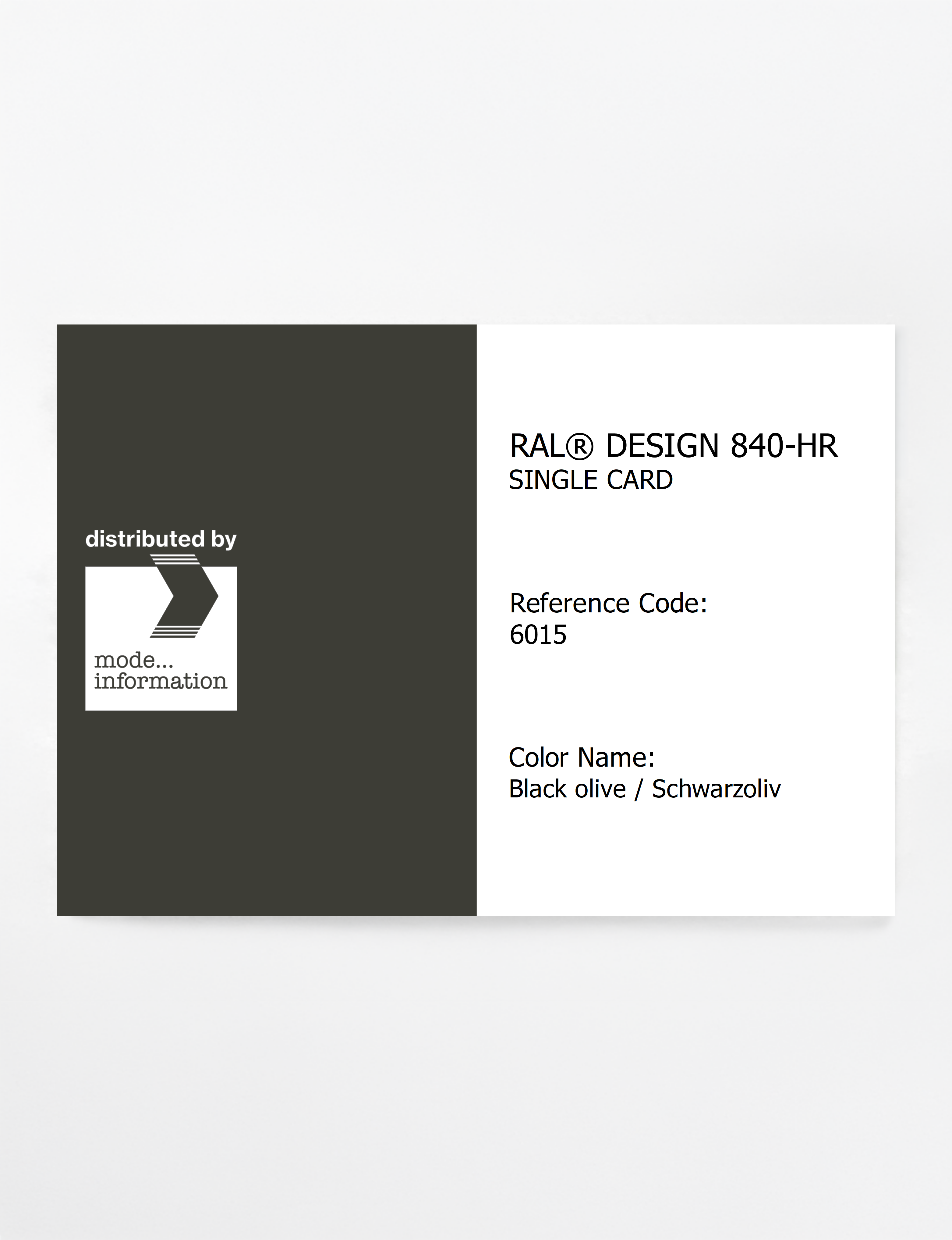 Product image 1 of the product “RAL® CLASSIC 840-HR SINGLE CARD 6015 Black olive / Schwarzoliv ”
