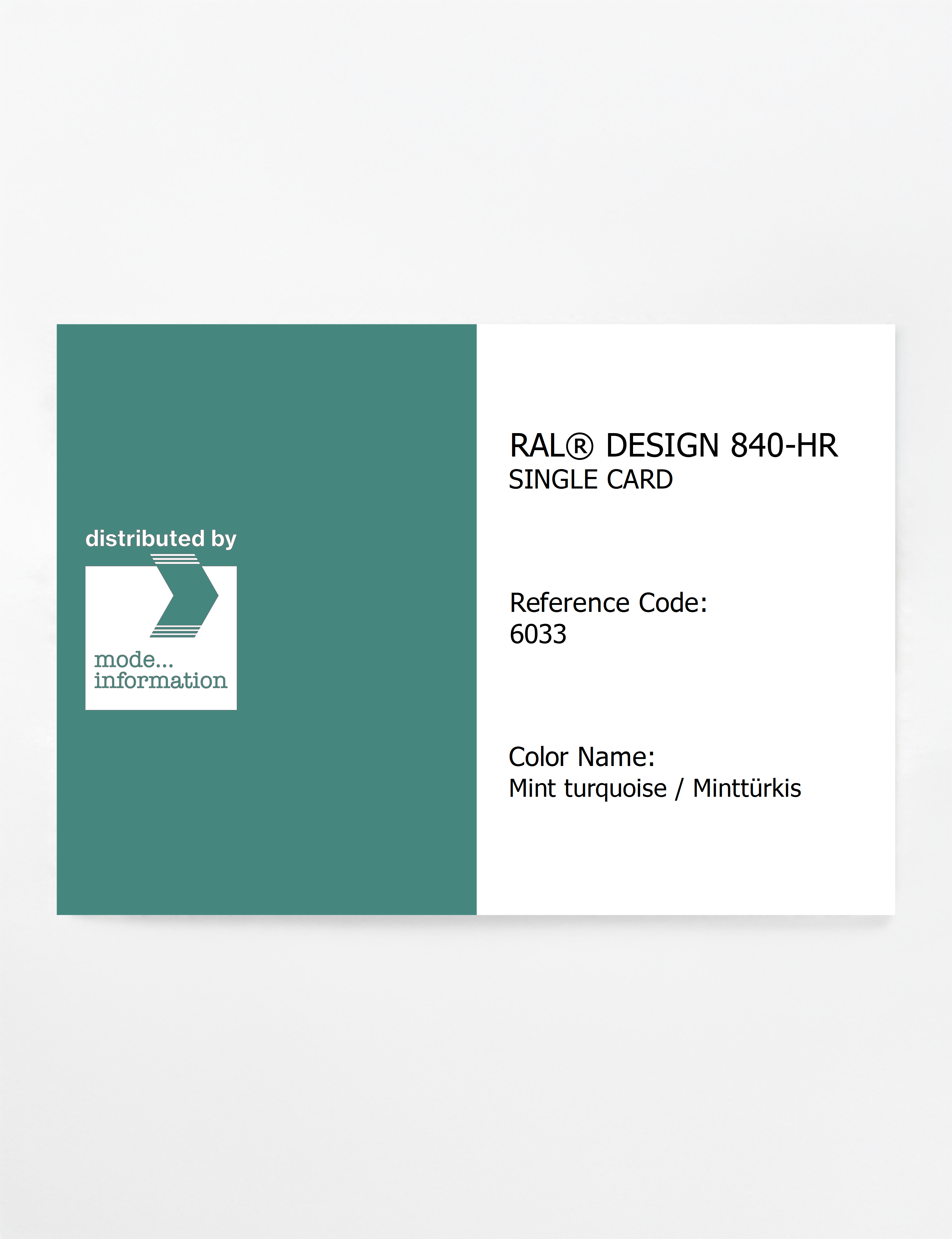 Product image 1 of the product “RAL® CLASSIC 840-HR SINGLE CARD 6033 Mint turquoise / Minttürkis ”