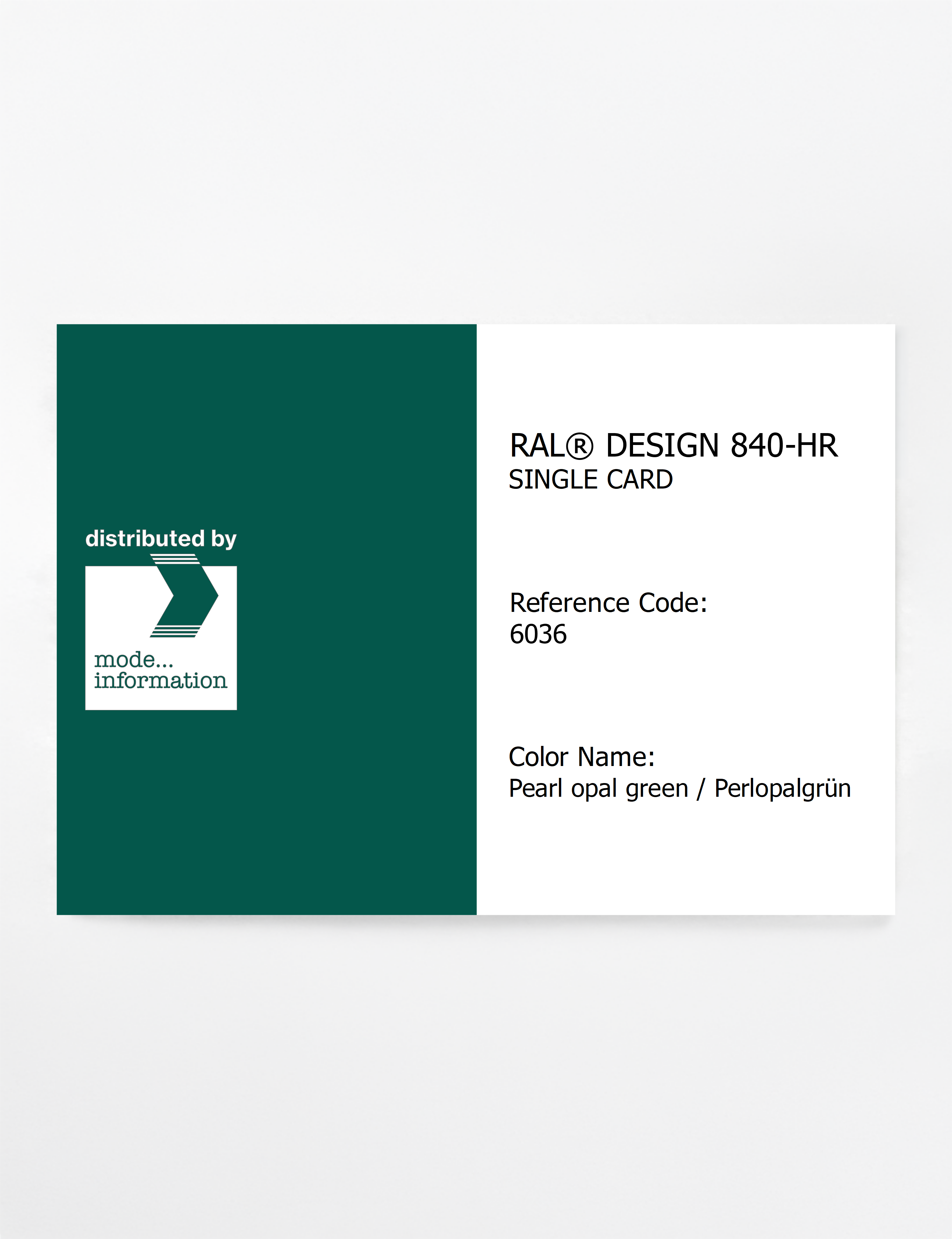 Artikelbild 1 des Artikels “RAL® CLASSIC 840-HR SINGLE CARD 6036 Pearl opal green / Perlopalgrün “