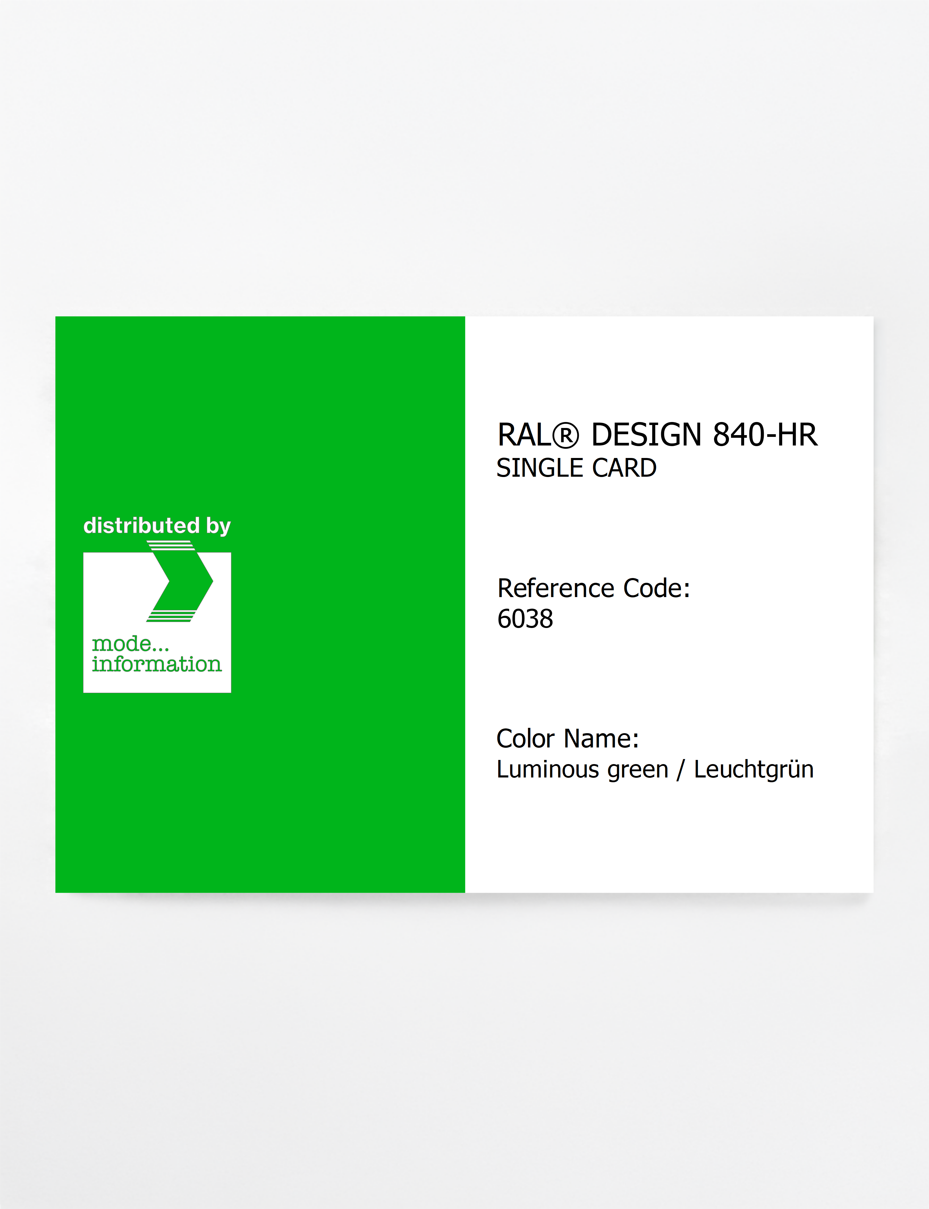 Product image 1 of the product “RAL® CLASSIC 840-HR SINGLE CARD 6038 Luminous green  / Leuchtgrün ”