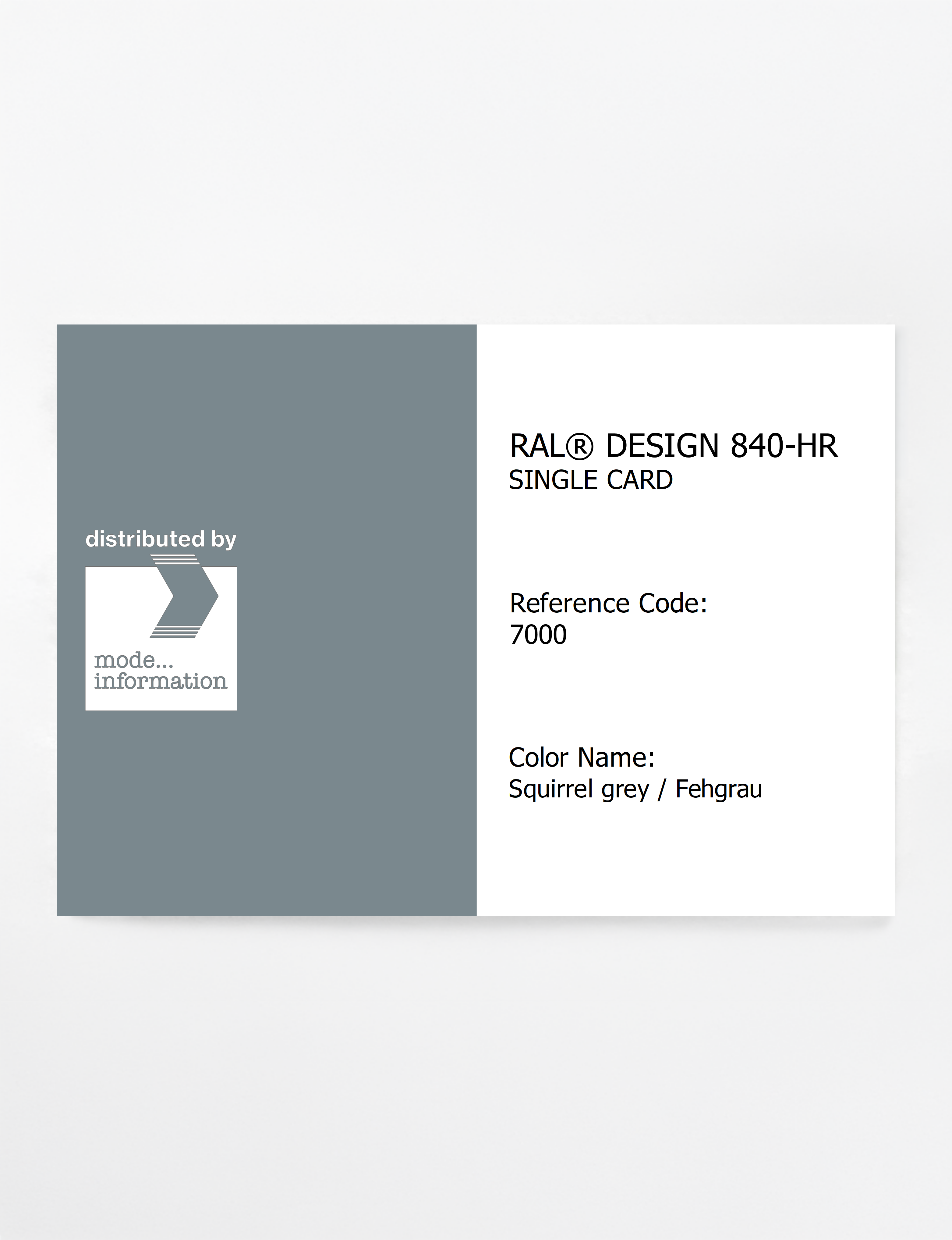 Product image 1 of the product “RAL® CLASSIC 840-HR SINGLE CARD 7000 Squirrel grey / Fehgrau ”