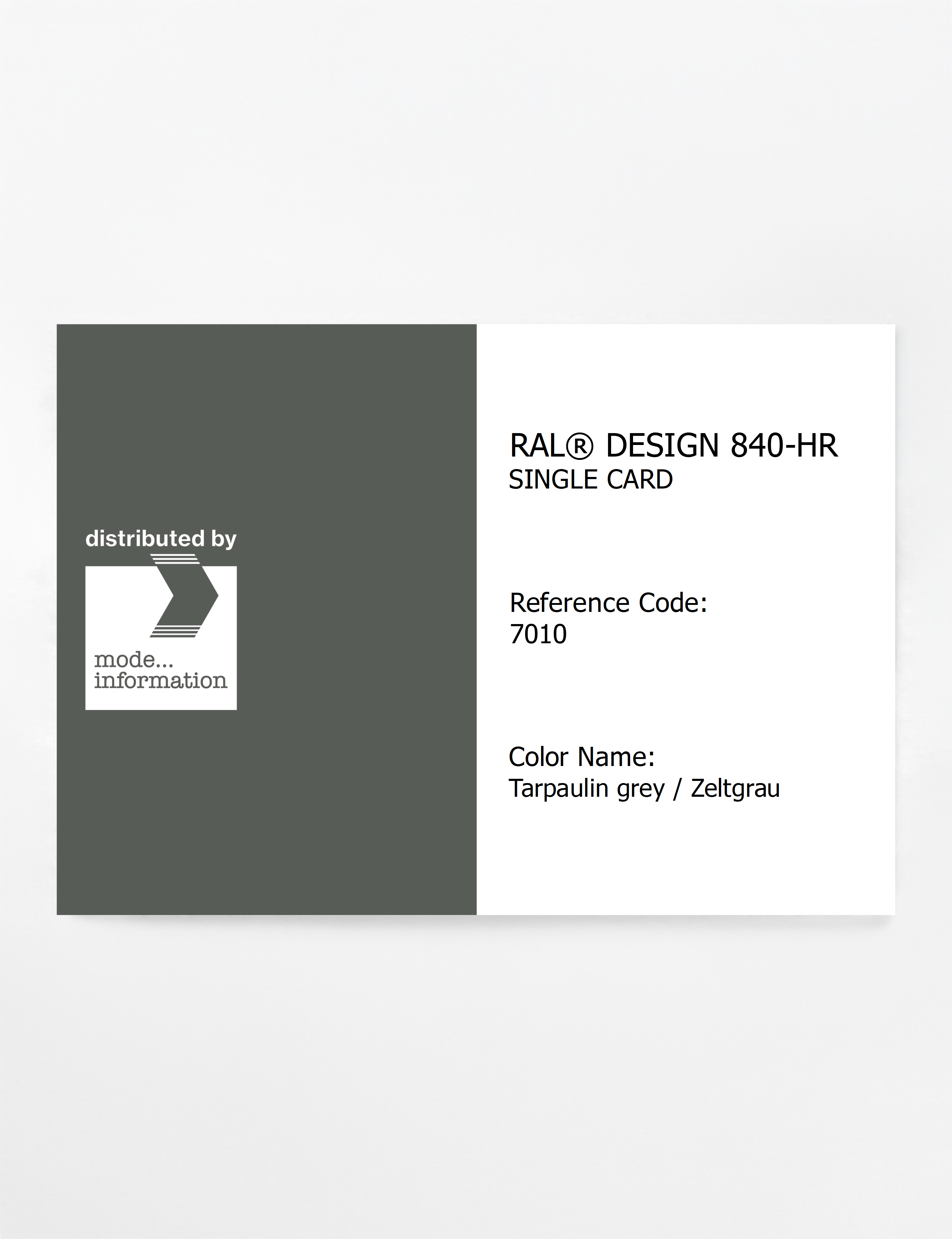 Product image 1 of the product “RAL® CLASSIC 840-HR SINGLE CARD 7010 Tarpaulin grey / Zeltgrau ”