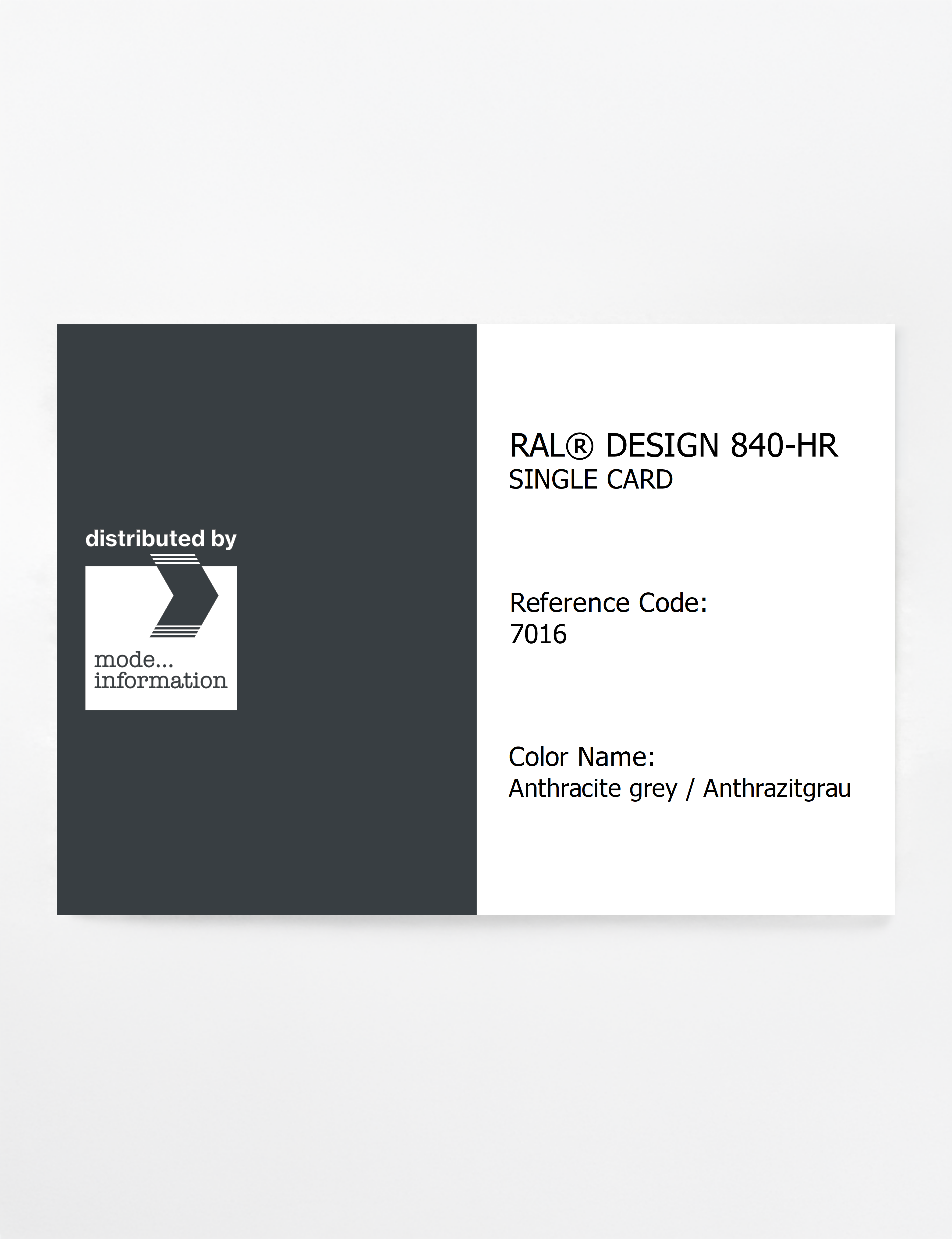 Product image 1 of the product “RAL® CLASSIC 840-HR SINGLE CARD 7016 Anthracite grey / Anthrazitgrau ”