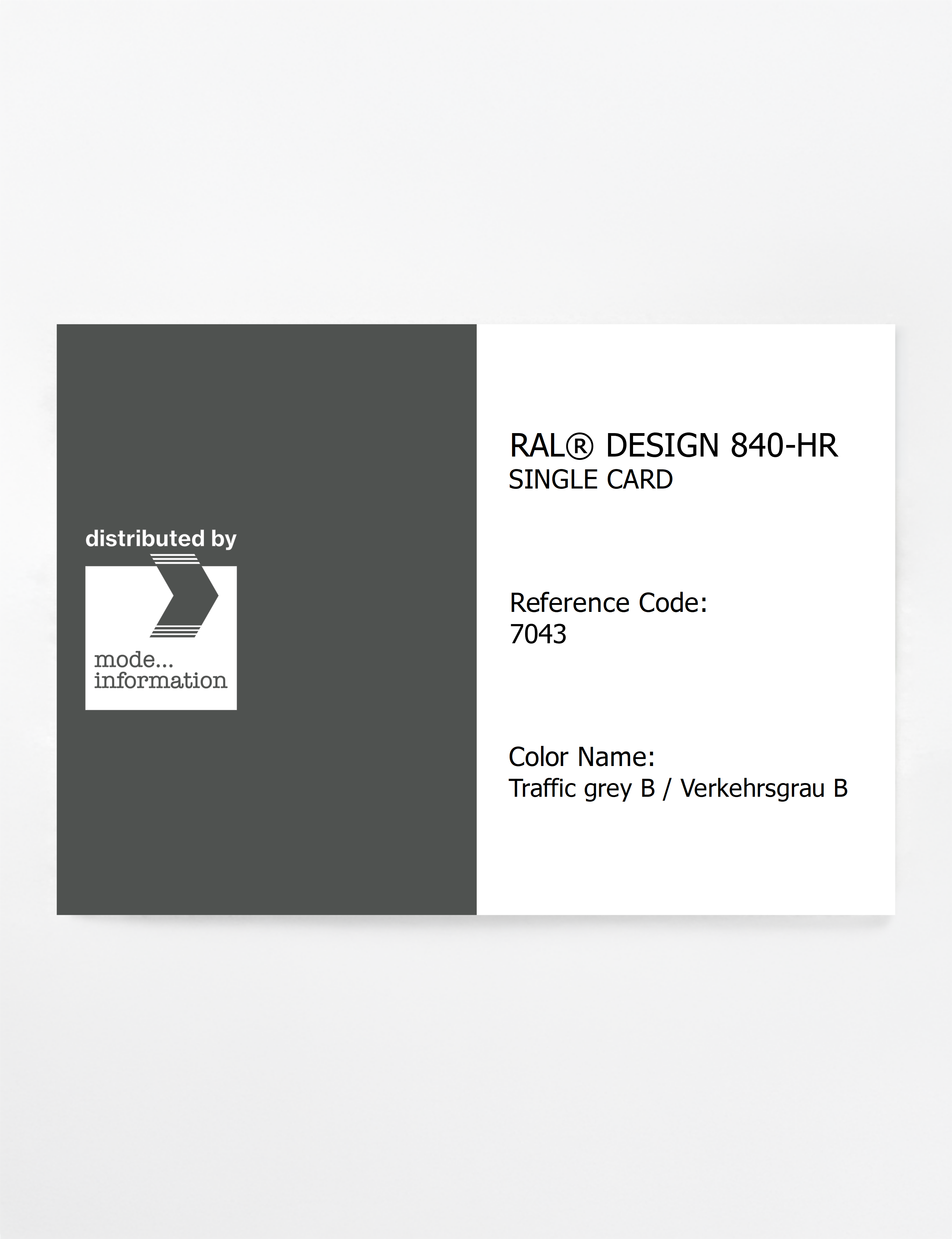 Artikelbild 1 des Artikels “RAL® CLASSIC 840-HR SINGLE CARD 7043 Traffic grey B / Verkehrsgrau B “