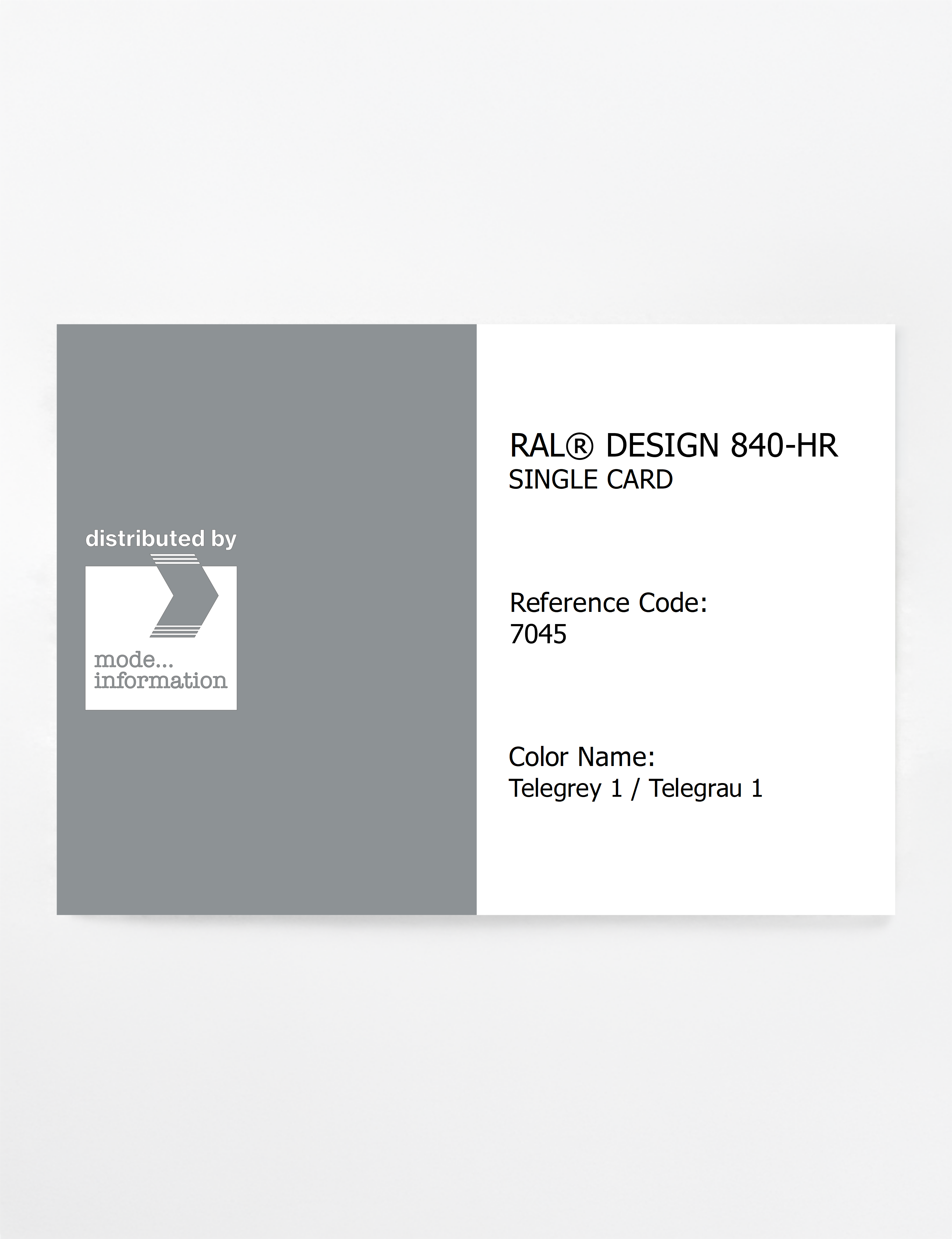 Product image 1 of the product “RAL® CLASSIC 840-HR SINGLE CARD 7045 Telegrey 1 / Telegrau 1 ”