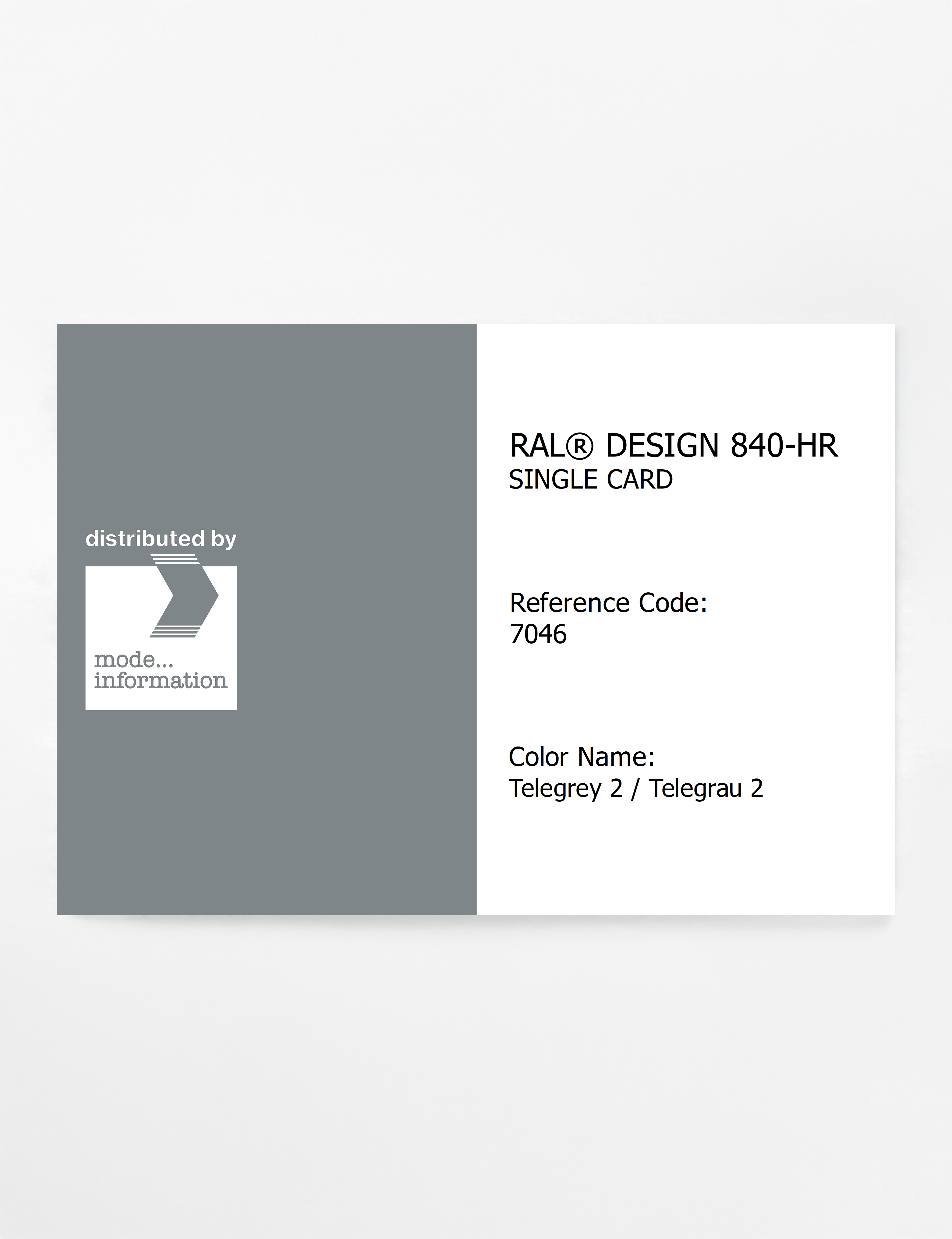 Product image 1 of the product “RAL® CLASSIC 840-HR SINGLE CARD 7046 Telegrey 2 / Telegrau 2 ”