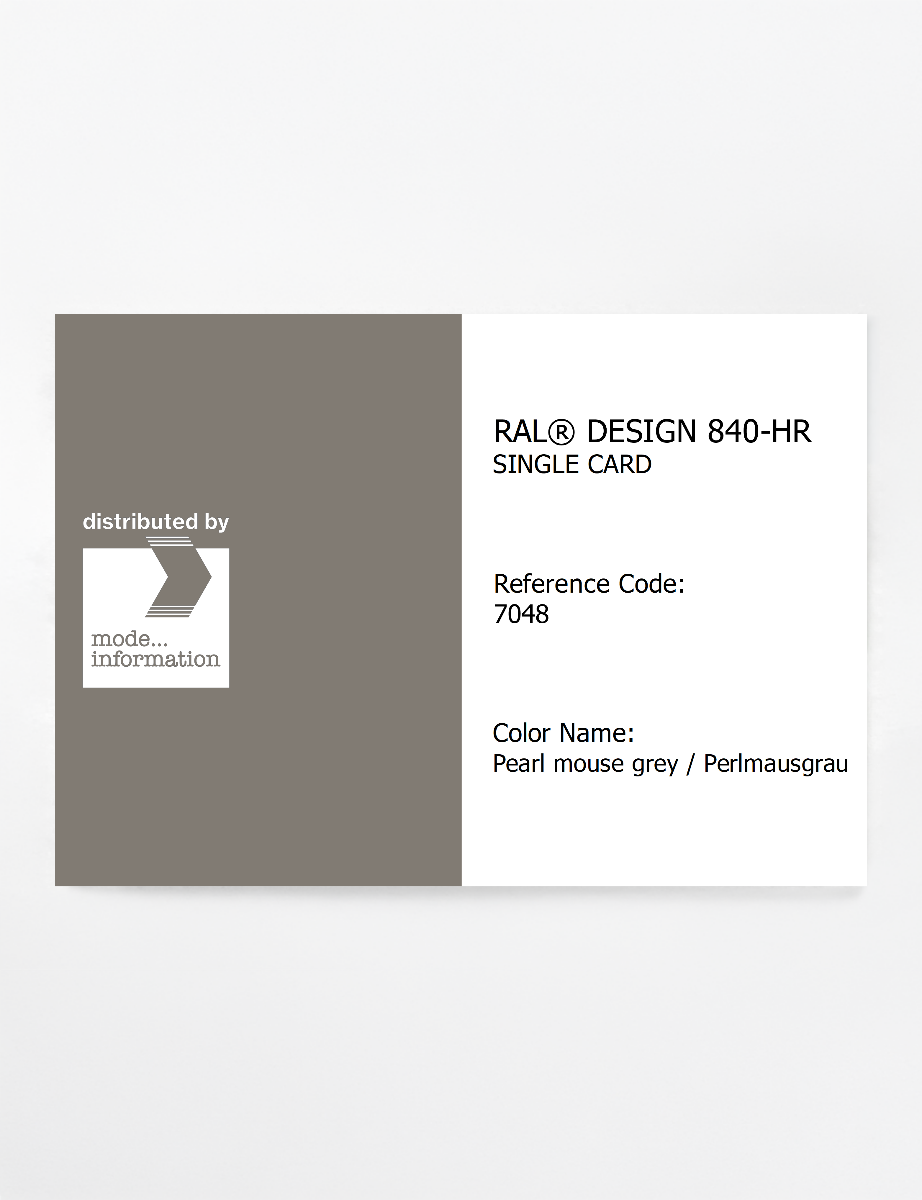 Product image 1 of the product “RAL® CLASSIC 840-HR SINGLE CARD 7048 Pearl mouse grey / Perlmausgrau ”
