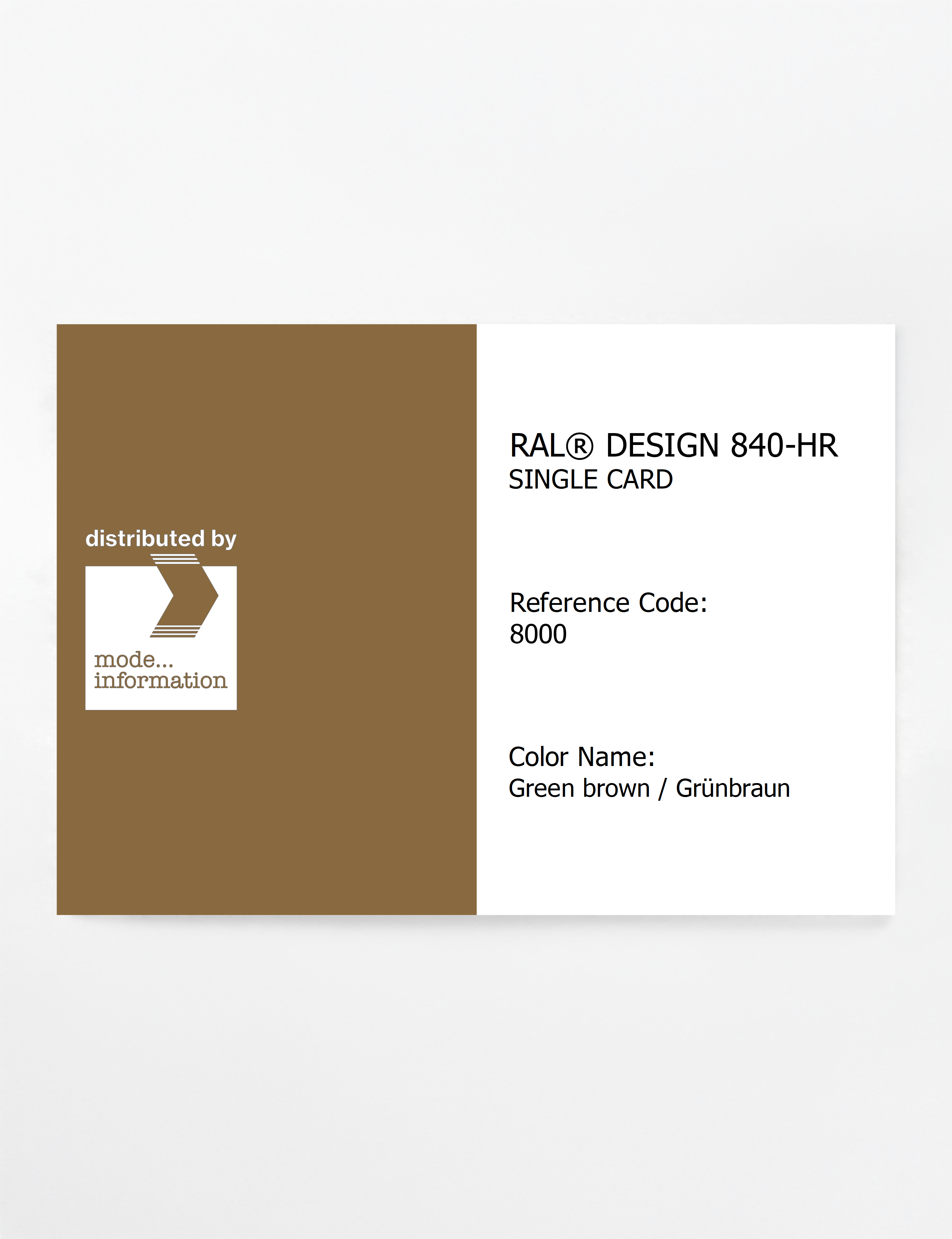 Product image 1 of the product “RAL® CLASSIC 840-HR SINGLE CARD 8000 Green brown / Grünbraun ”