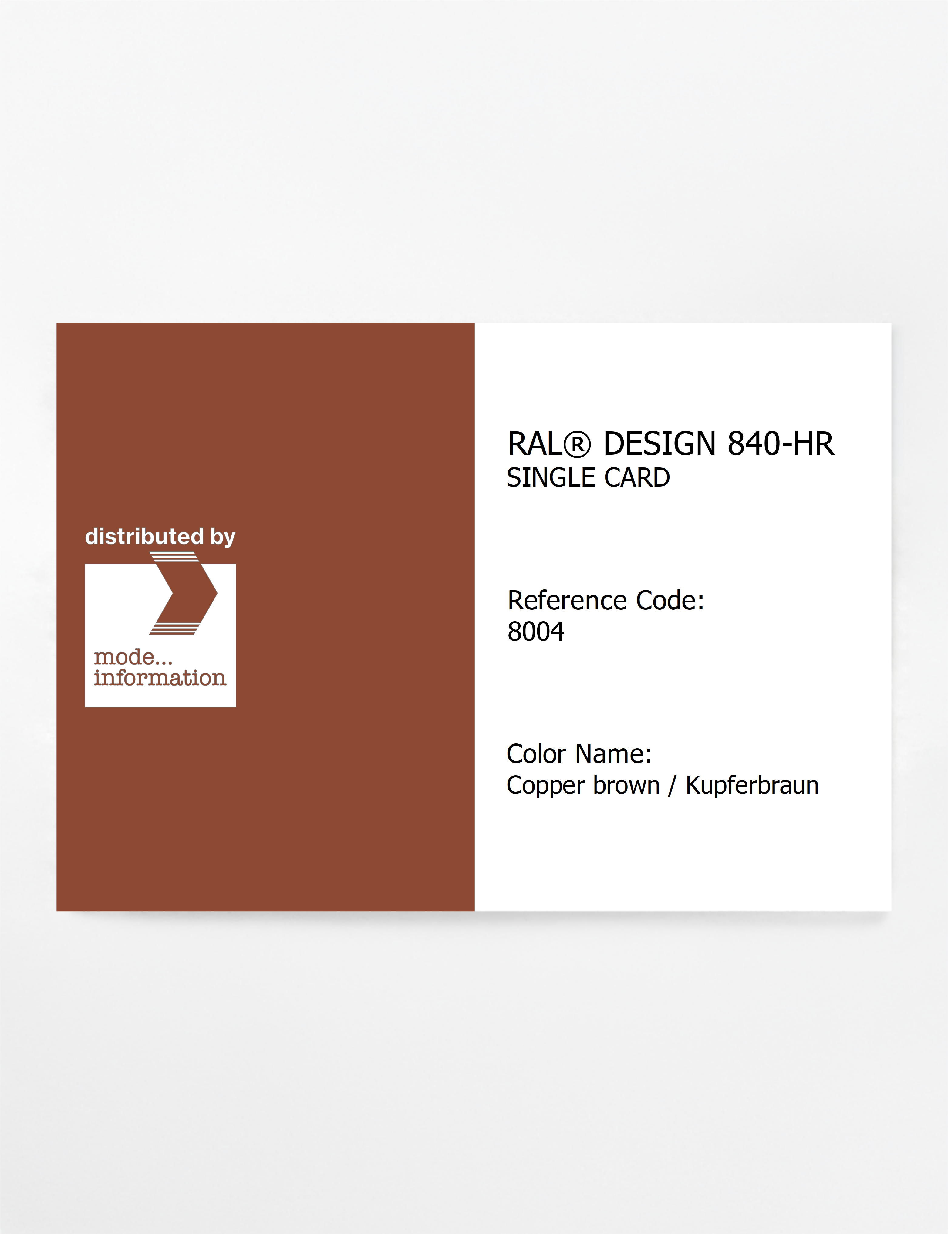 Product image 1 of the product “RAL® CLASSIC 840-HR SINGLE CARD 8004 Copper brown / Kupferbraun ”