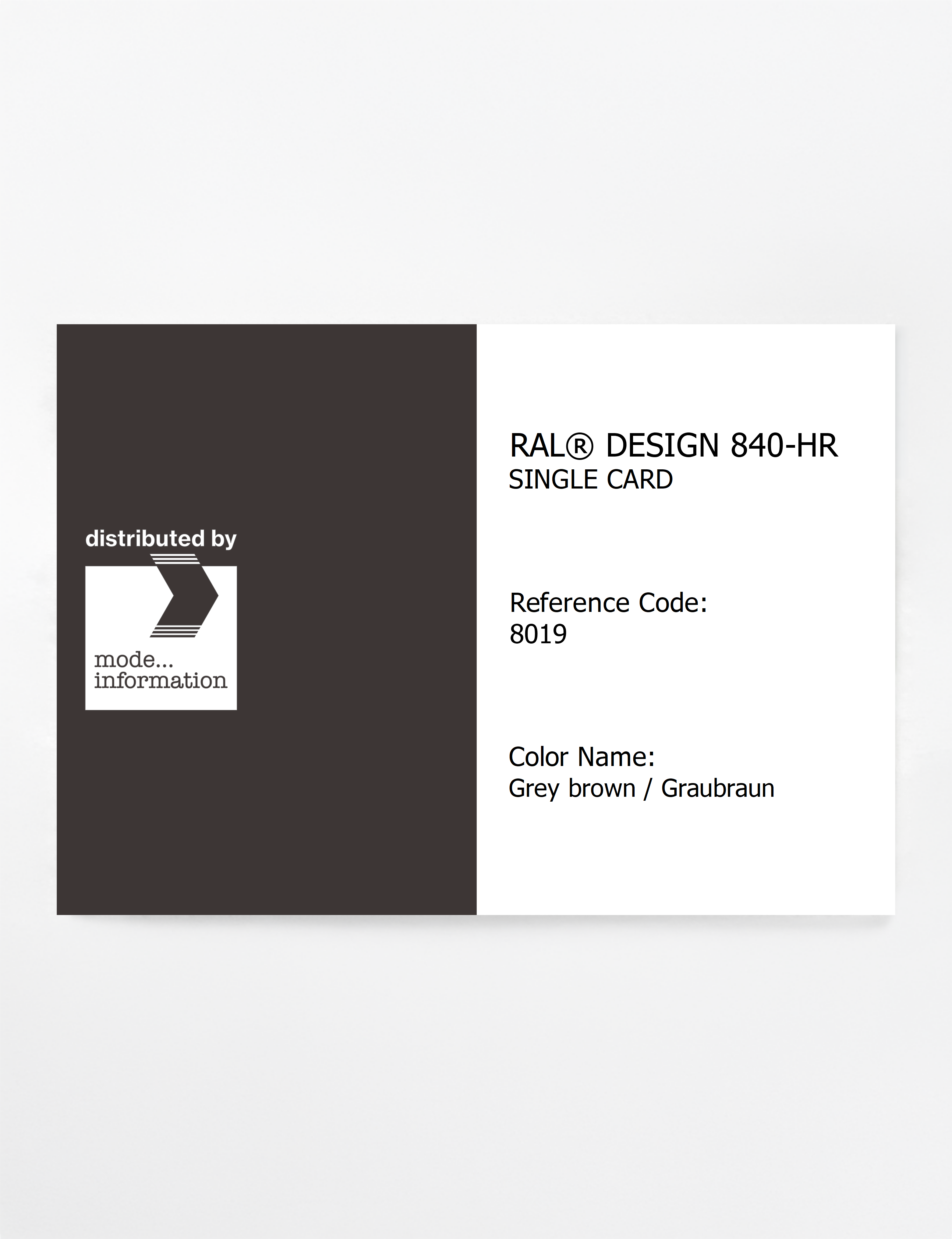 Product image 1 of the product “RAL® CLASSIC 840-HR SINGLE CARD 8019 Grey brown / Graubraun ”