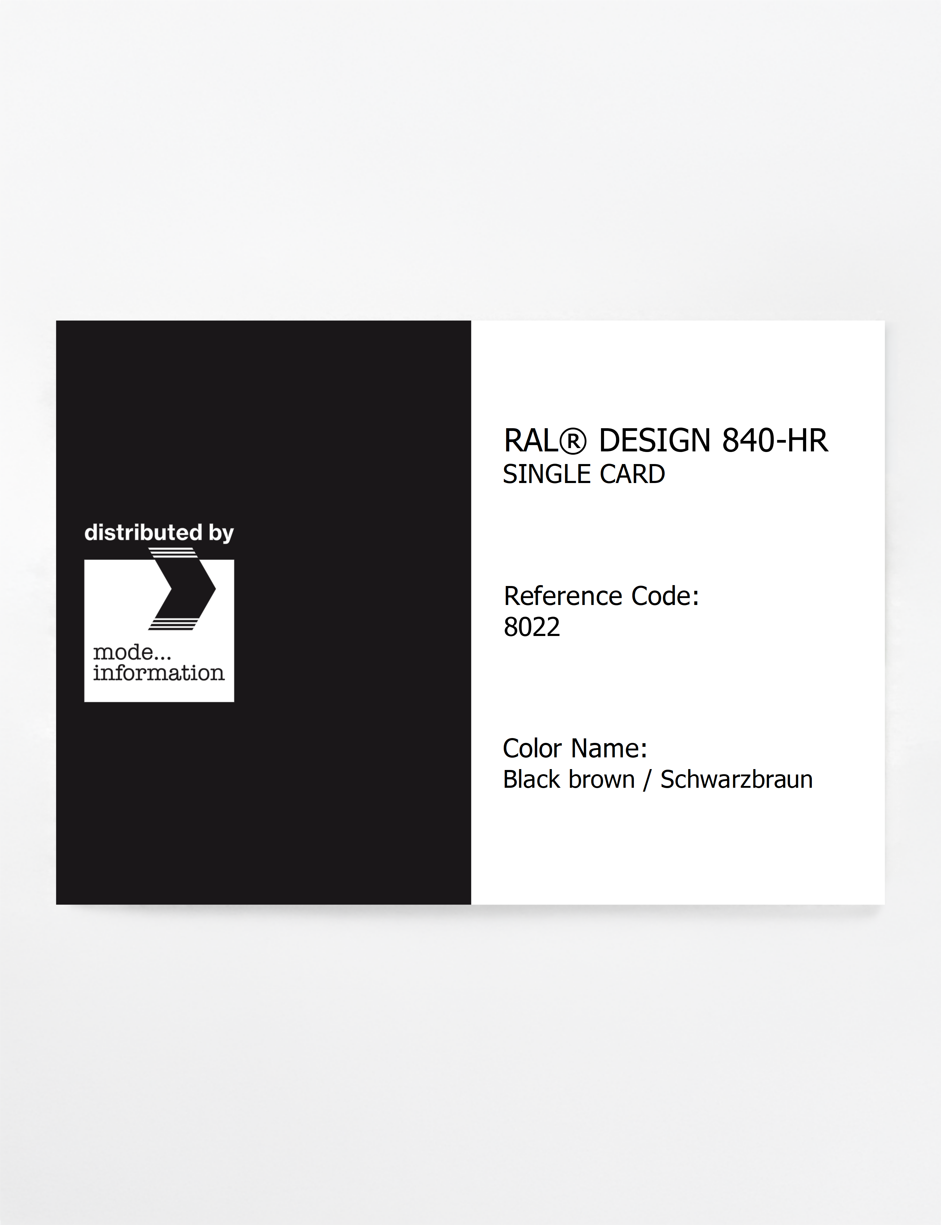 Product image 1 of the product “RAL® CLASSIC 840-HR SINGLE CARD 8022 Black brown / Schwarzbraun ”
