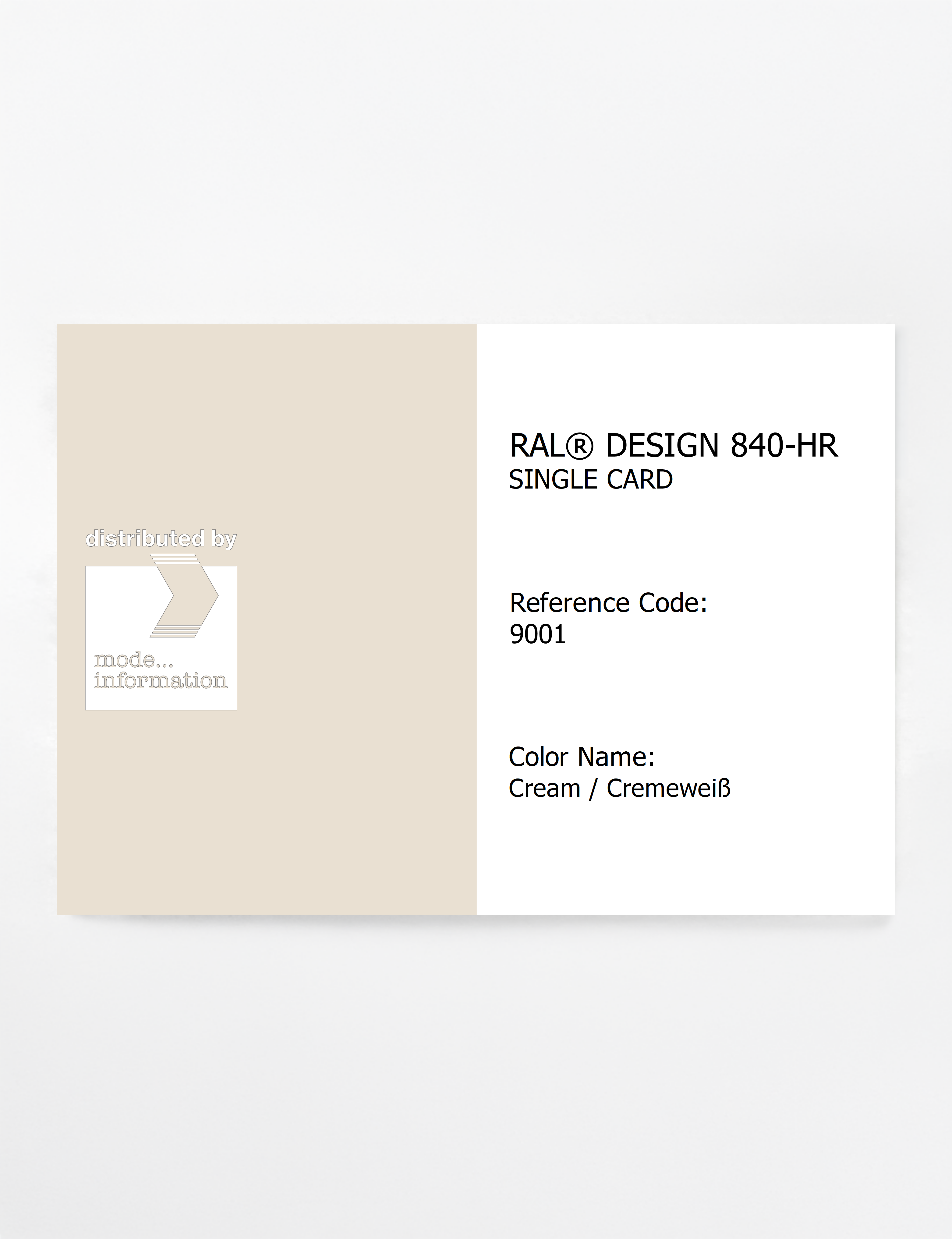 Product image 1 of the product “RAL® CLASSIC 840-HR SINGLE CARD 9001 Cream / Cremeweiß ”