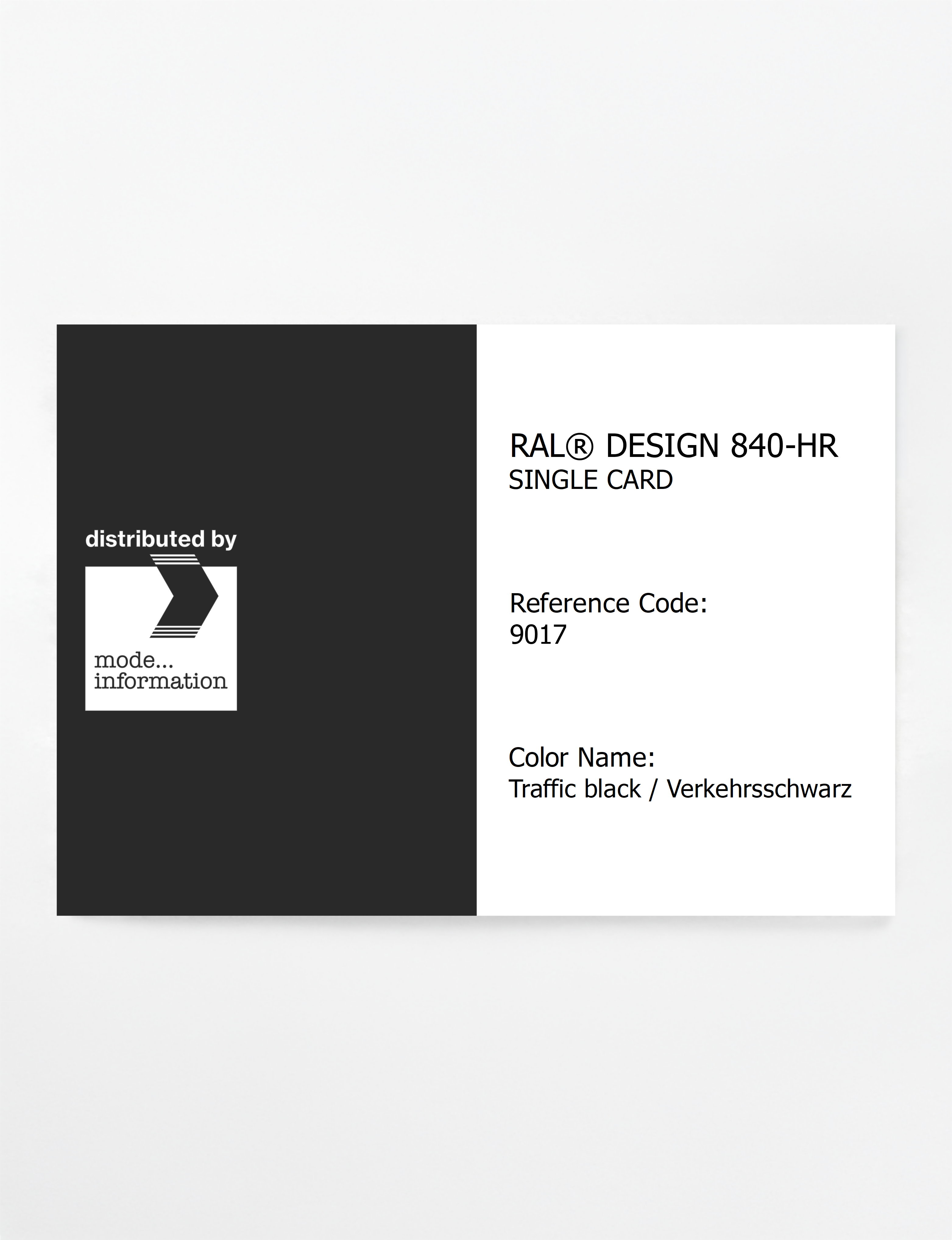 Product image 1 of the product “RAL® CLASSIC 840-HR SINGLE CARD 9017 Traffic black / Verkehrsschwarz ”