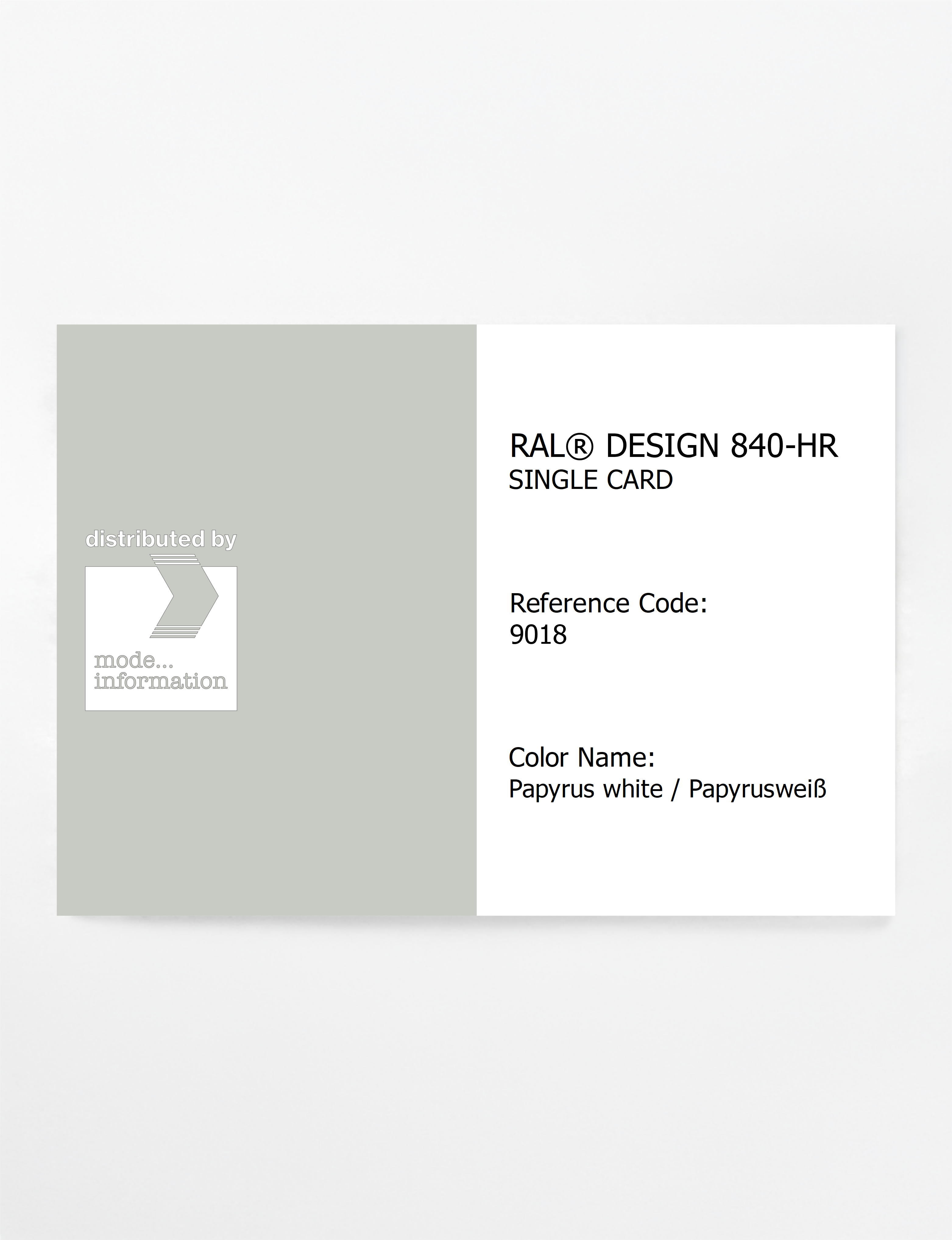 Product image 1 of the product “RAL® CLASSIC 840-HR SINGLE CARD 9018 Papyrus white / Papyrusweiß ”
