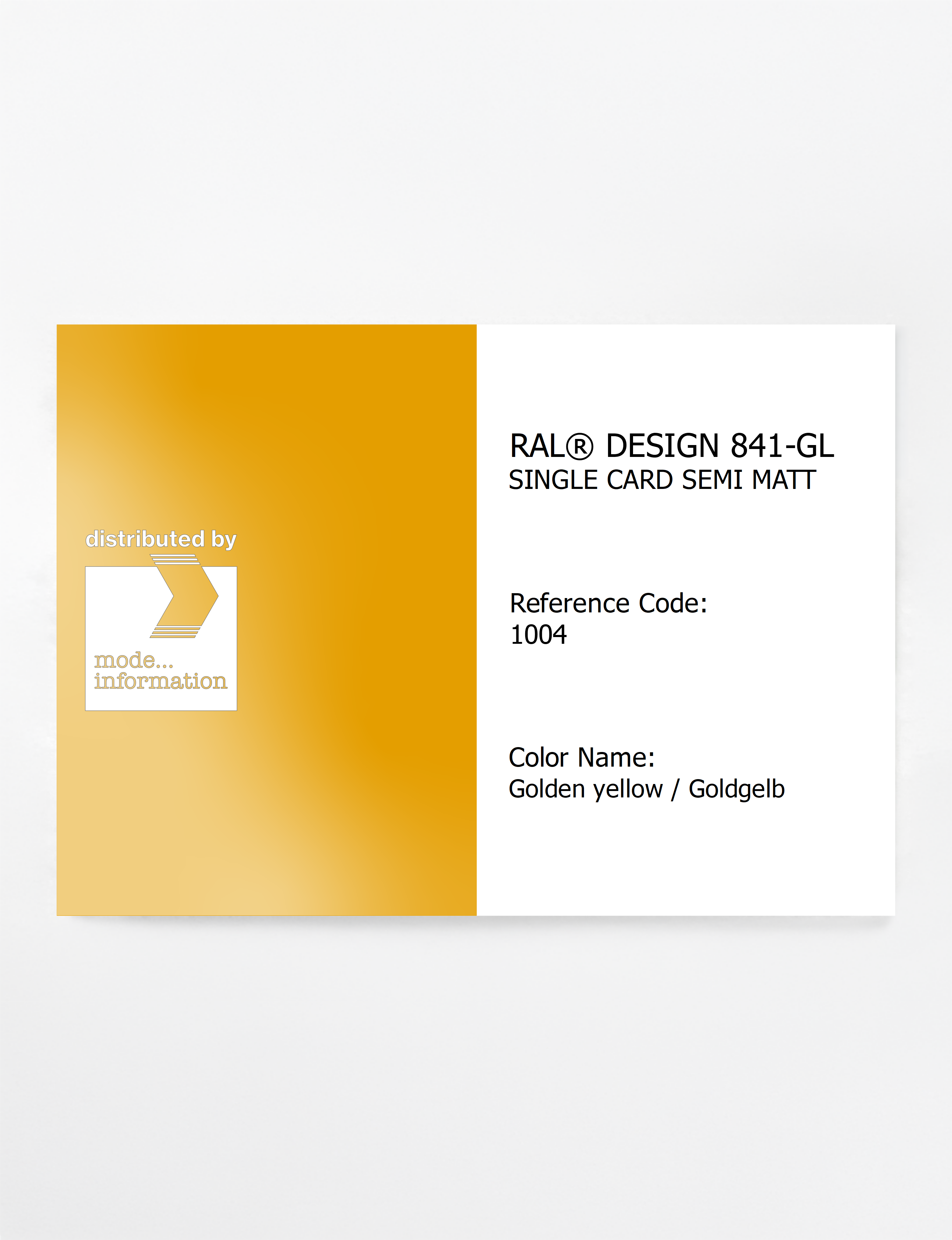 Product image 1 of the product “RAL® CLASSIC 841-GL SINGLE CARD 1004 Golden yellow / Goldgelb ”