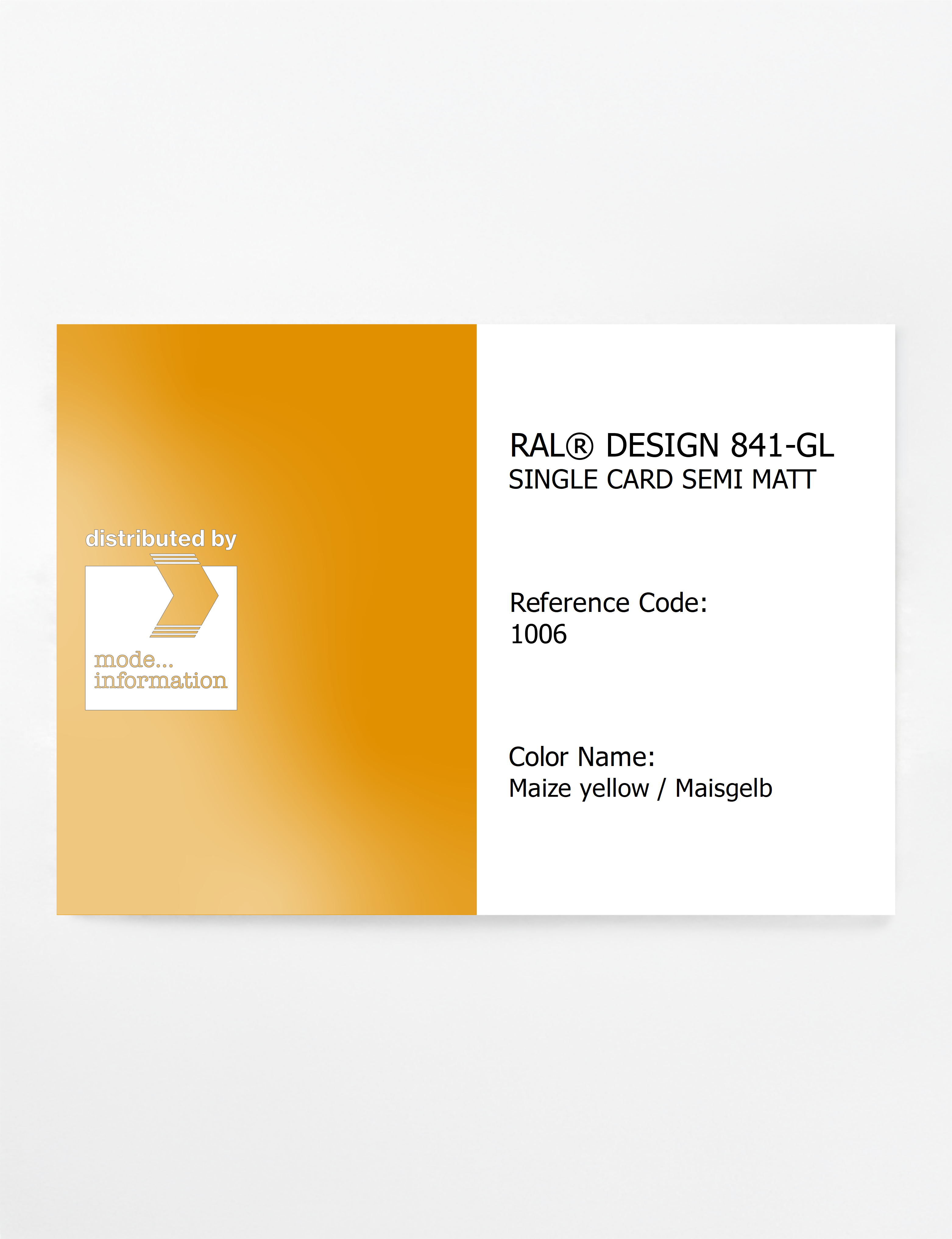 Product image 1 of the product “RAL® CLASSIC 841-GL SINGLE CARD 1006 Maize yellow / Maisgelb ”