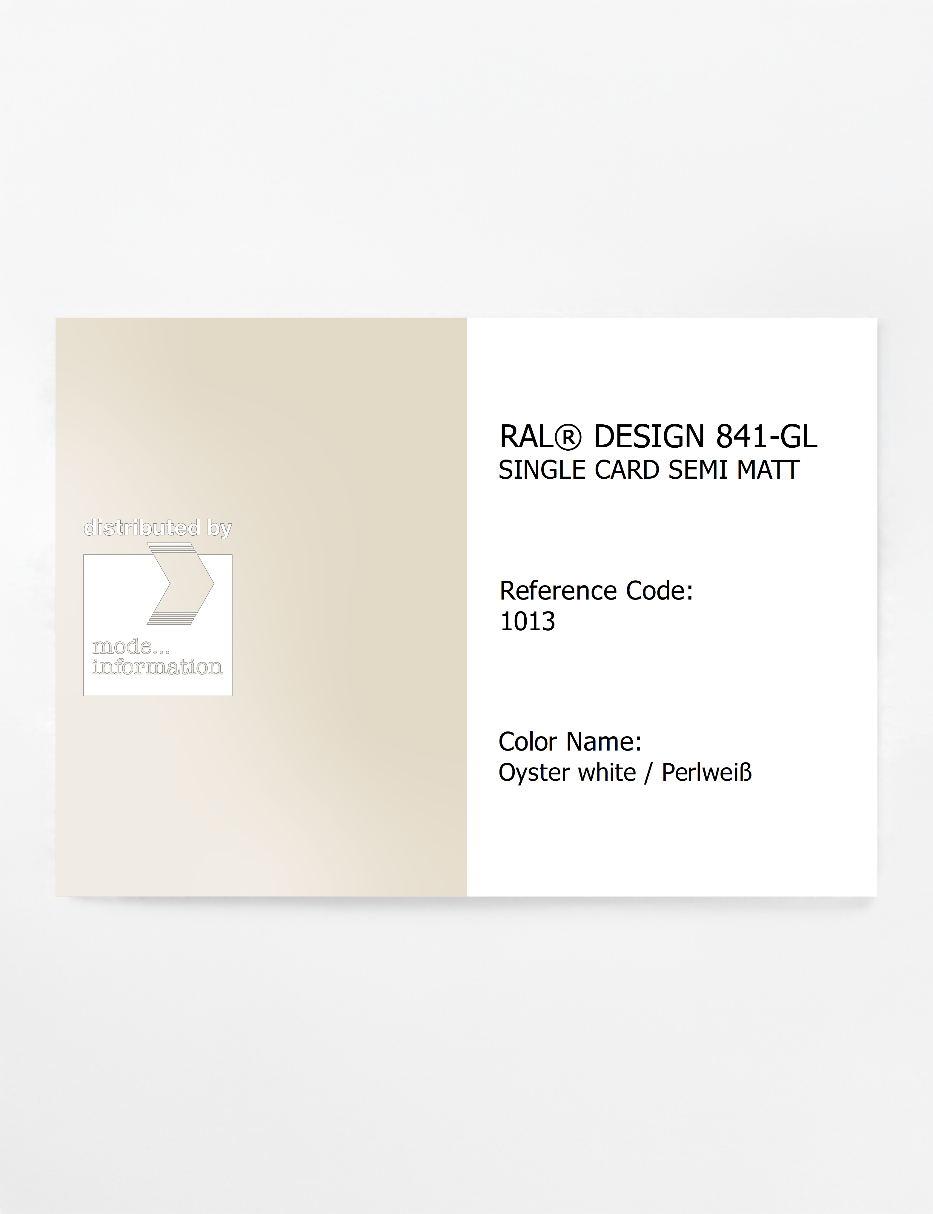 Product image 1 of the product “RAL® CLASSIC 841-GL SINGLE CARD 1013 Oyster white / Perlweiß ”