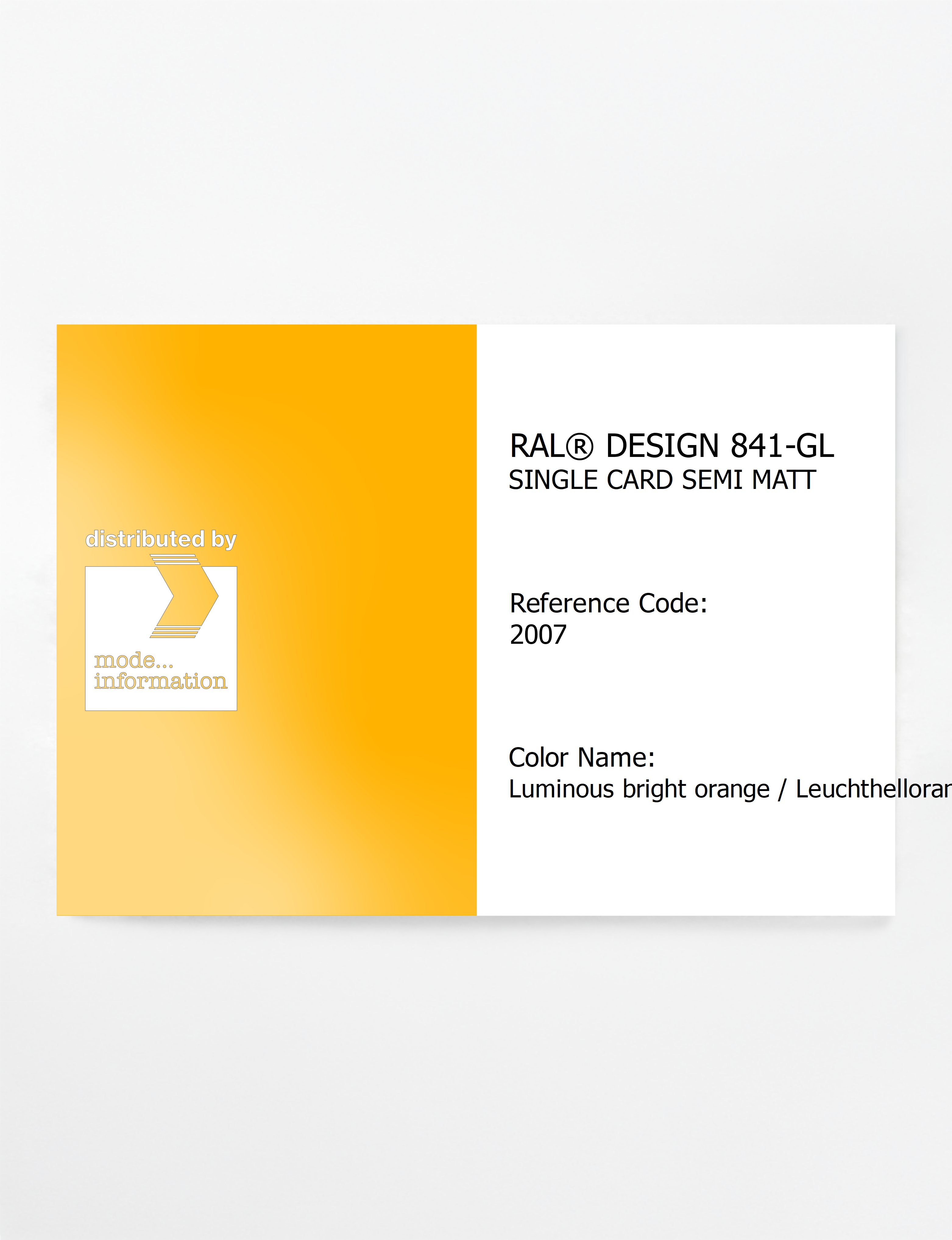 Artikelbild 1 des Artikels “RAL® CLASSIC 841-GL SINGLE CARD 2007 Luminous bright orange / Leuchthellorange “