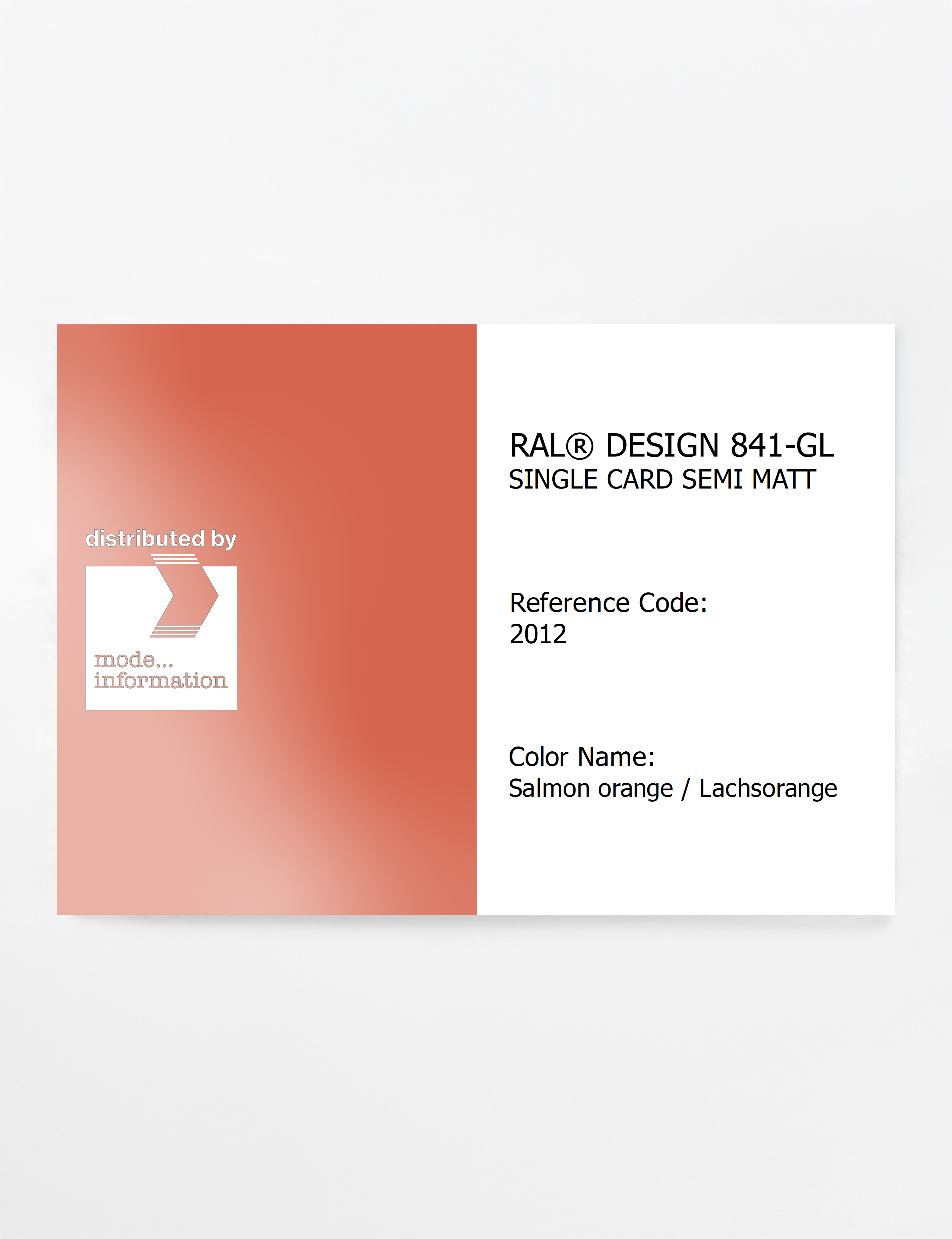 Product image 1 of the product “RAL® CLASSIC 841-GL SINGLE CARD 2012 Salmon orange / Lachsorange ”