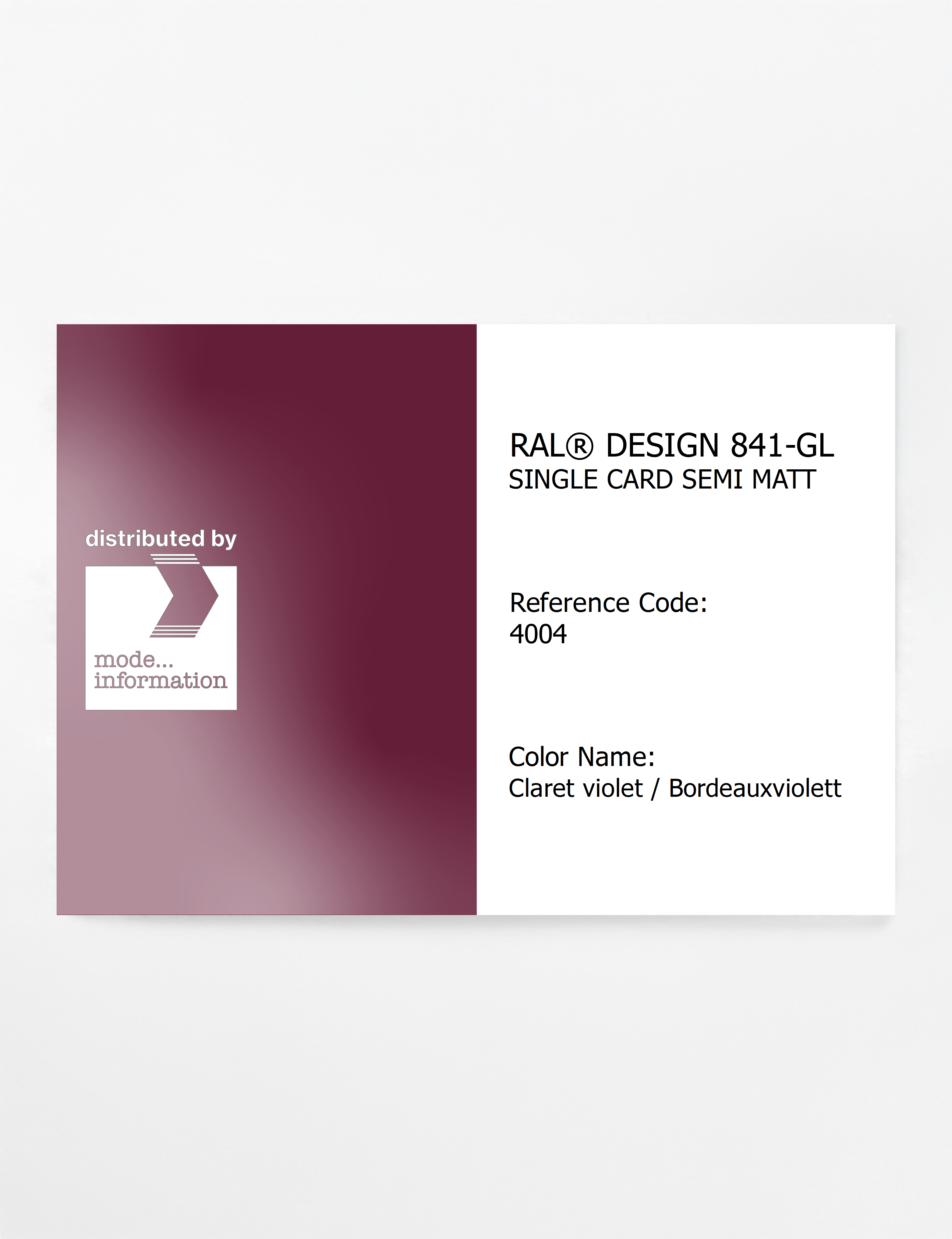 Artikelbild 1 des Artikels “RAL® CLASSIC 841-GL SINGLE CARD 4004 Claret violet / Bordeauxviolett “