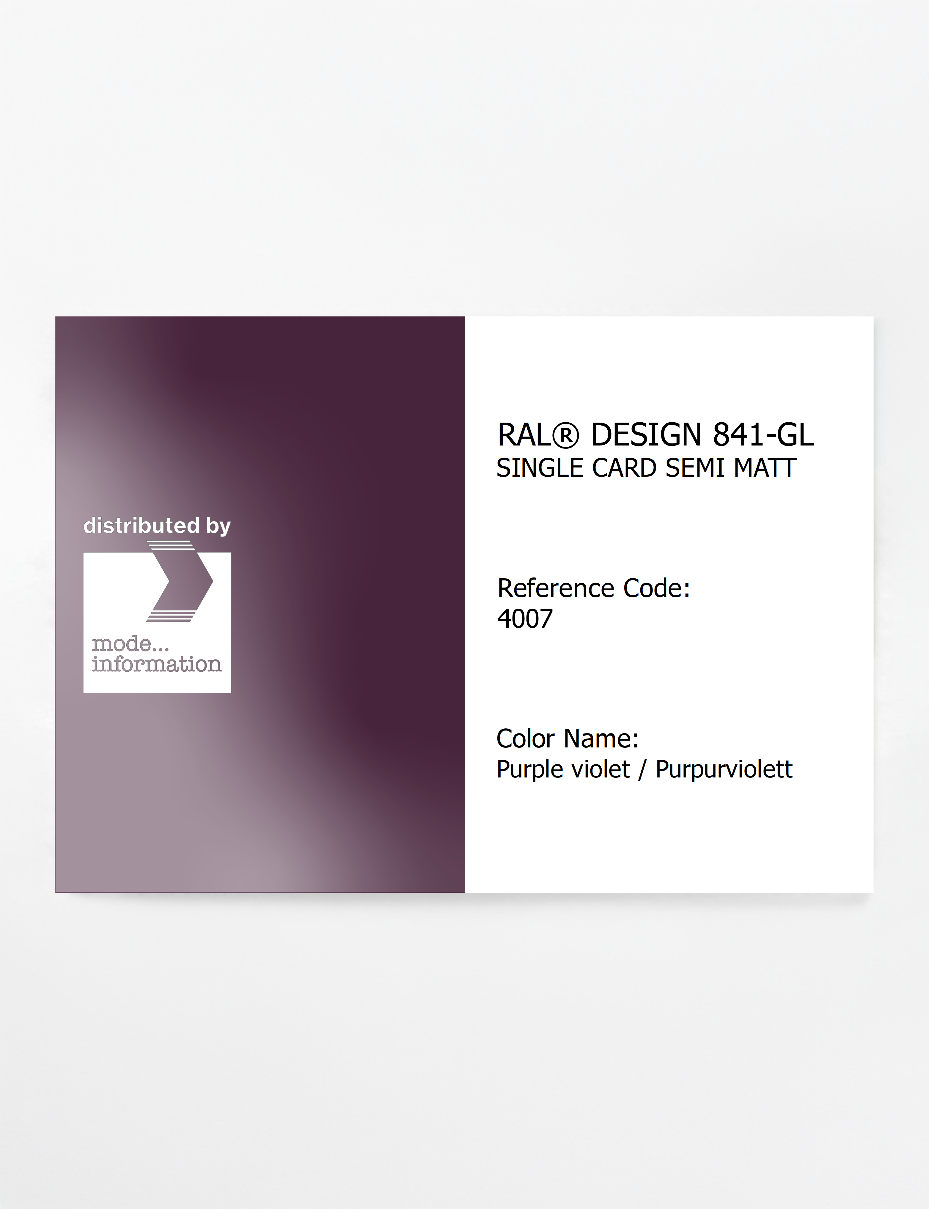Product image 1 of the product “RAL® CLASSIC 841-GL SINGLE CARD 4007 Purple violet / Purpurviolett ”
