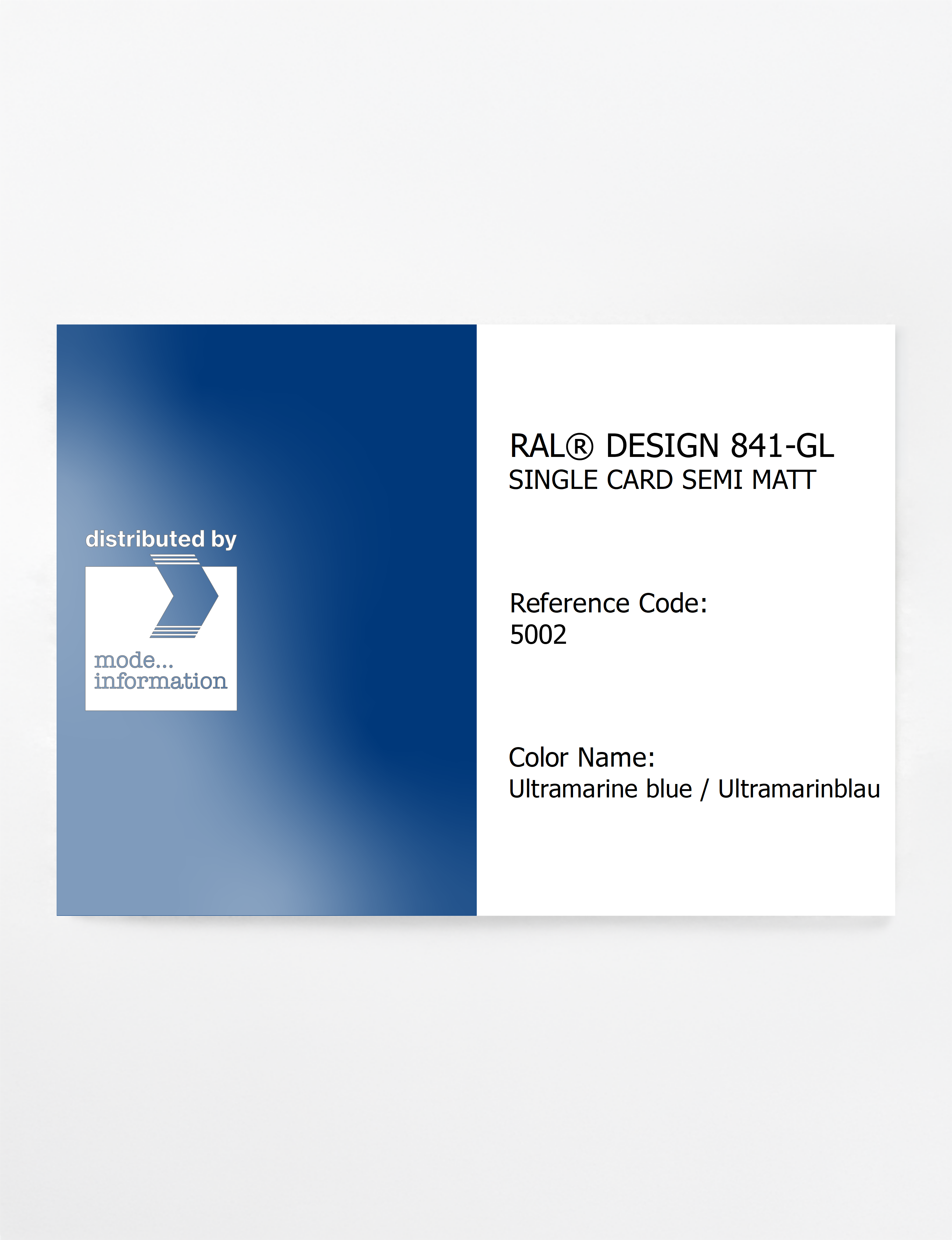 Product image 1 of the product “RAL® CLASSIC 841-GL SINGLE CARD 5002 Ultramarine blue / Ultramarinblau ”