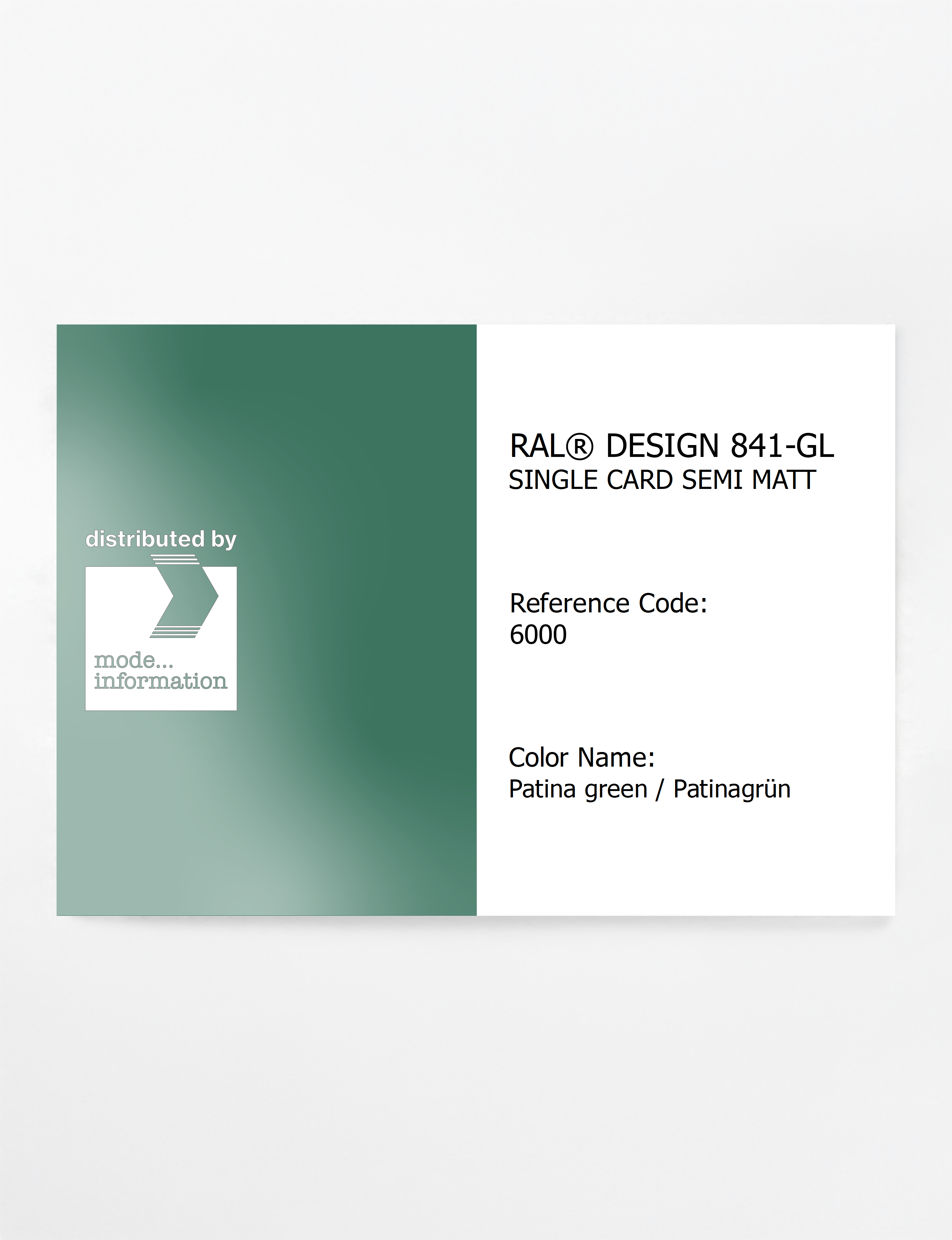 Product image 1 of the product “RAL® CLASSIC 841-GL SINGLE CARD 6000 Patina green / Patinagrün ”