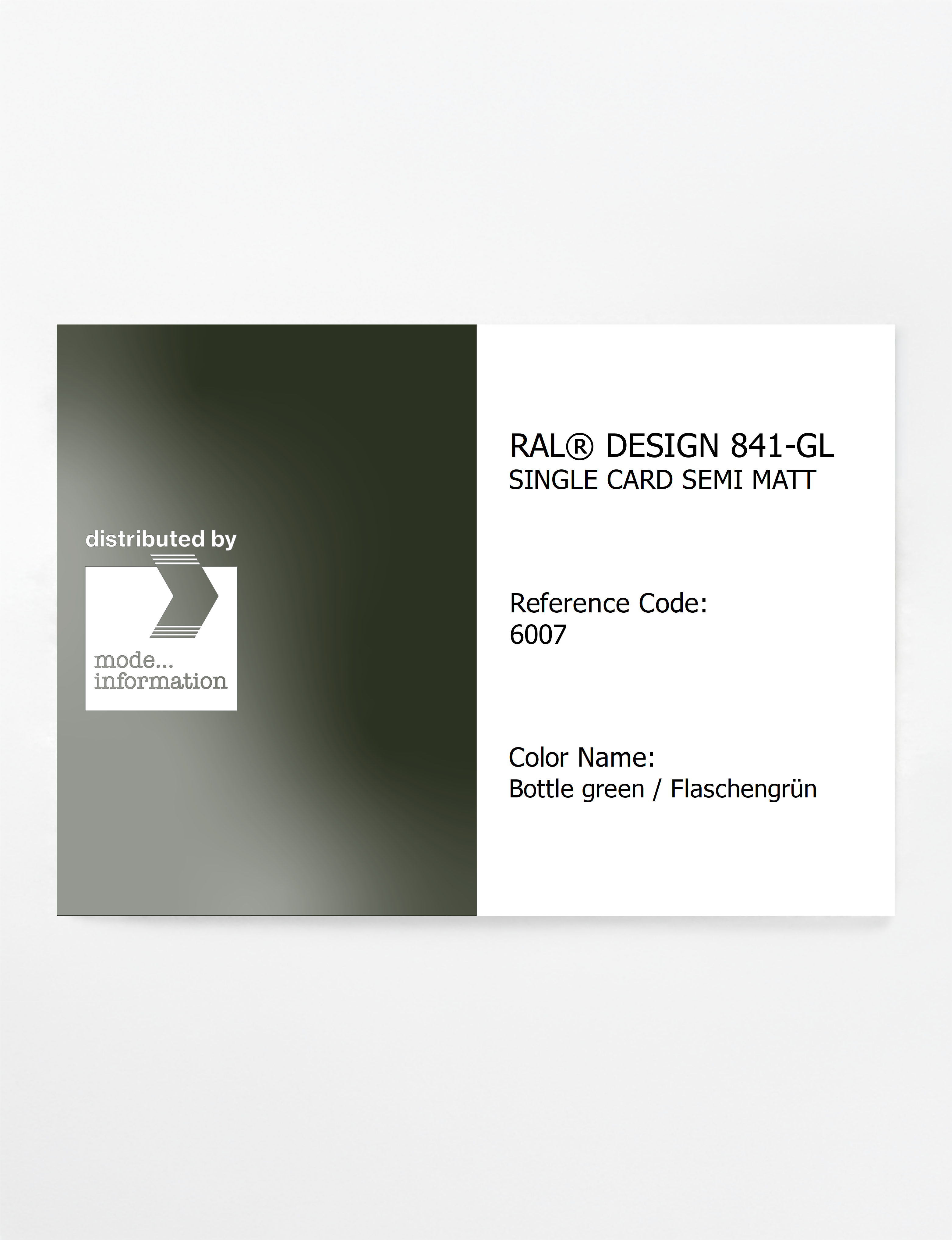 Product image 1 of the product “RAL® CLASSIC 841-GL SINGLE CARD 6007 Bottle green / Flaschengrün ”