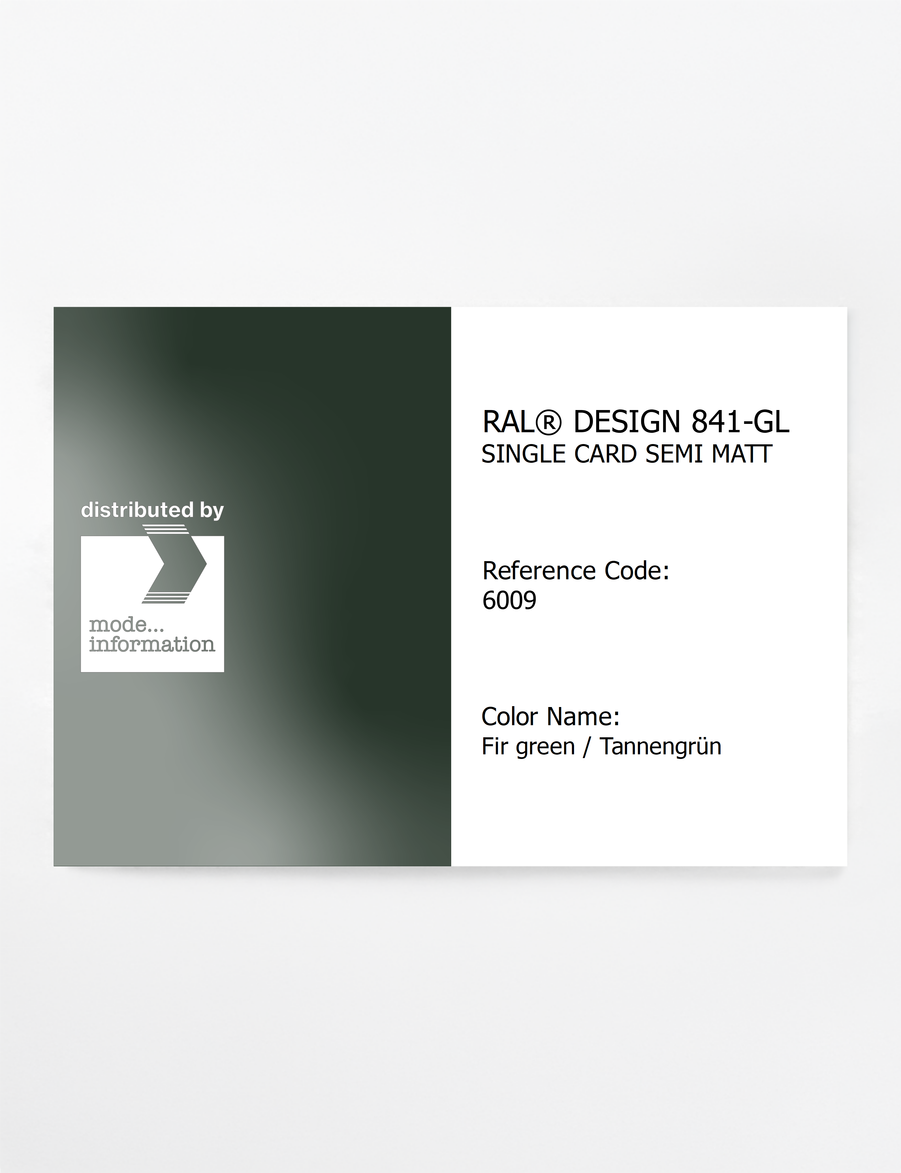 Product image 1 of the product “RAL® CLASSIC 841-GL SINGLE CARD 6009 Fir green / Tannengrün ”