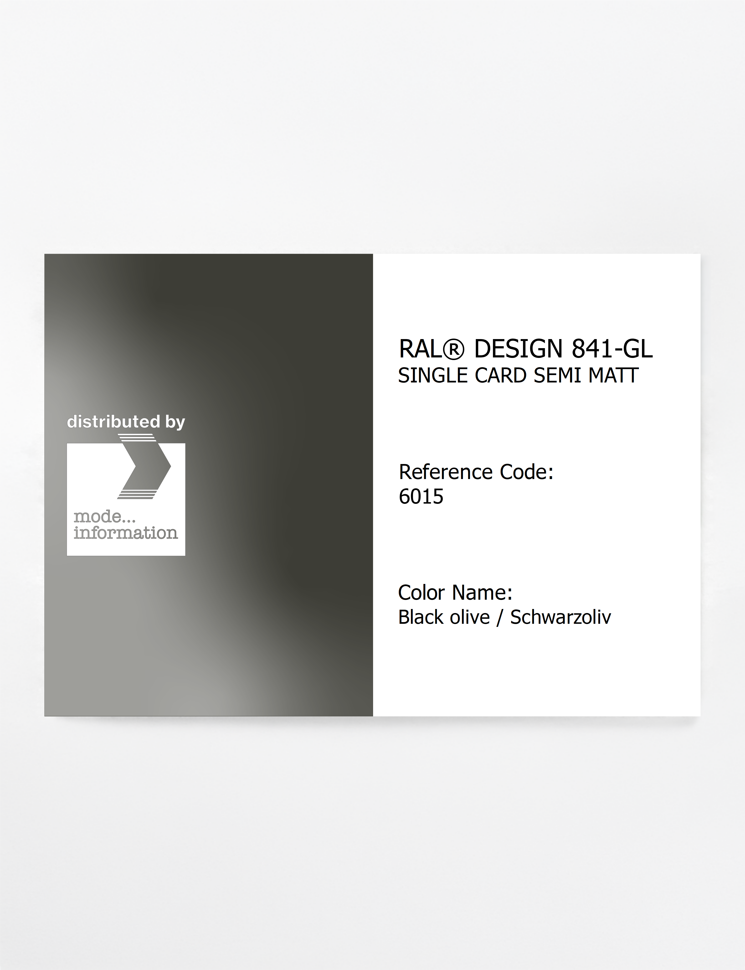 Product image 1 of the product “RAL® CLASSIC 841-GL SINGLE CARD 6015 Black olive / Schwarzoliv ”