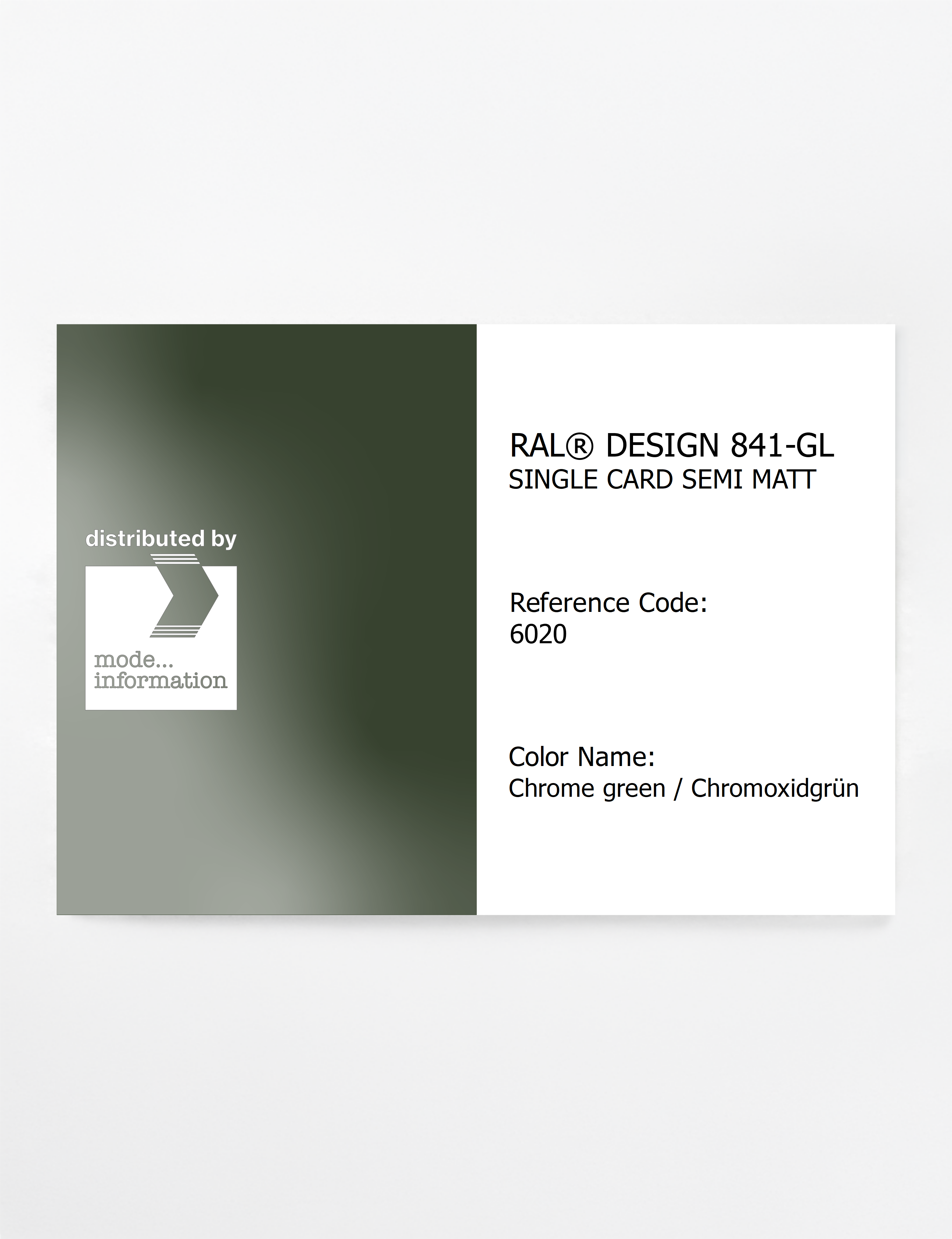 Product image 1 of the product “RAL® CLASSIC 841-GL SINGLE CARD 6020 Chrome green / Chromoxidgrün ”